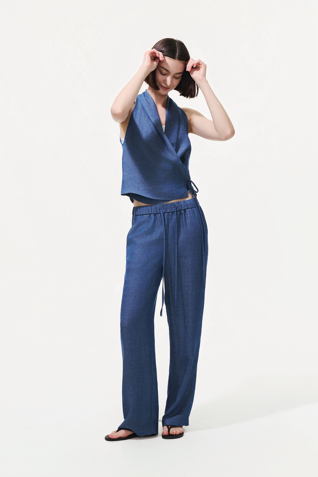 ARTIFICIAL WORLD Asymmetrical Wrap Halter Top