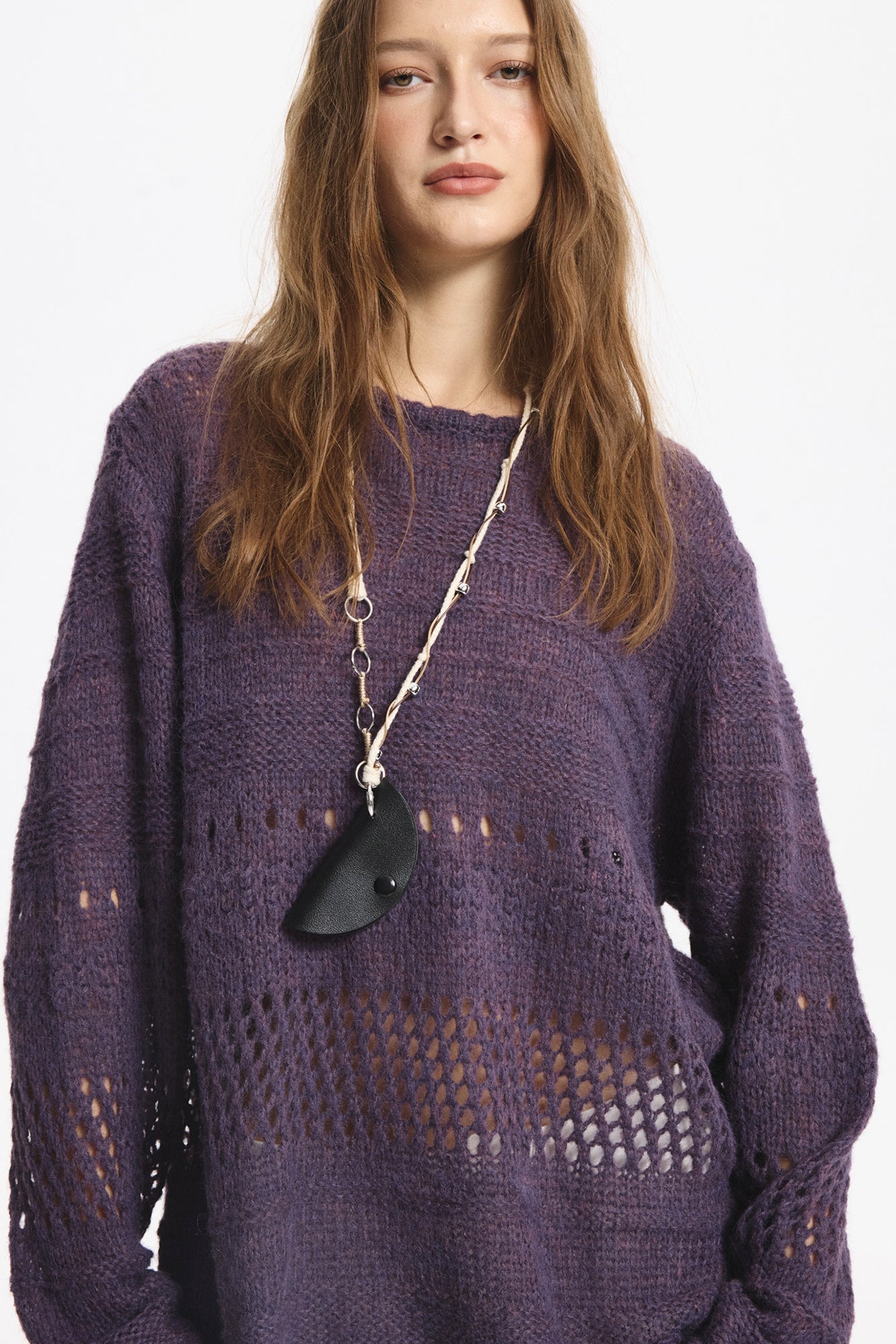 LEONSENSE Mohair-Blend Open-Knit Oversized Sweater