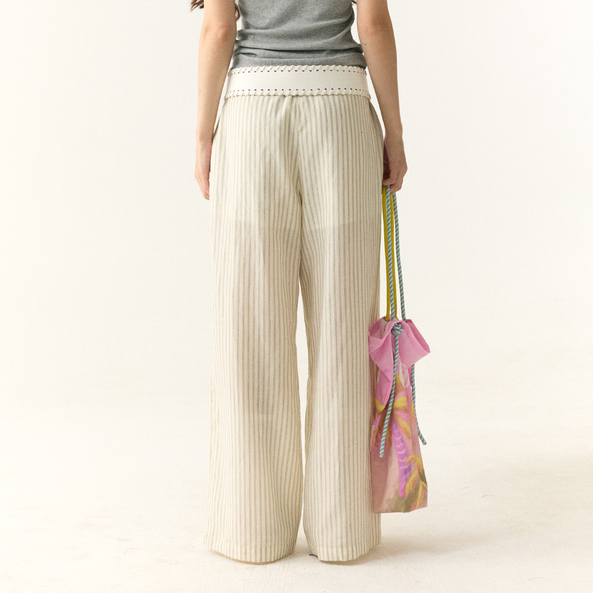 WII WIL Tropical Embroidered Stripe Wide-Leg Pants
