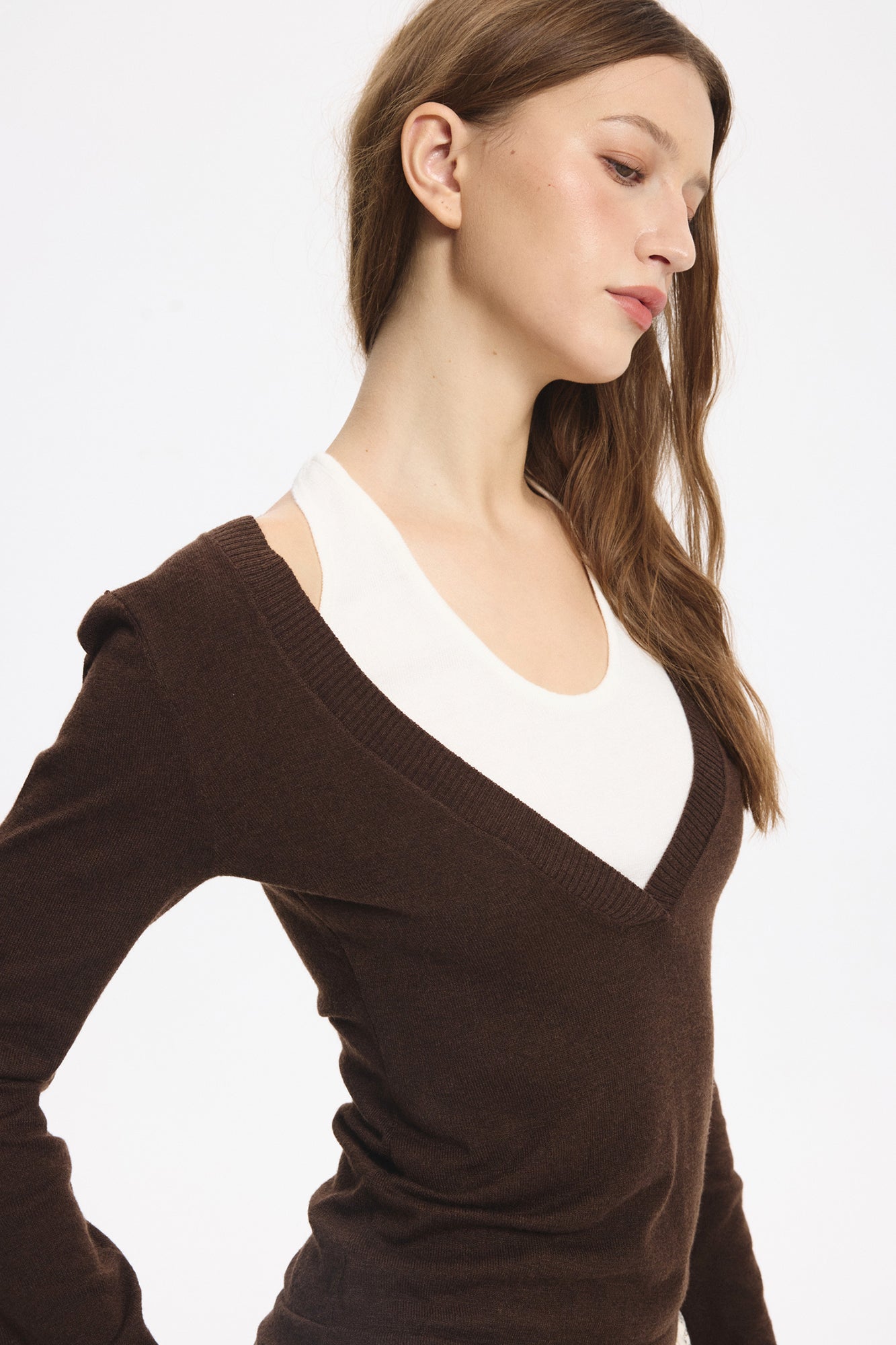 LEONSENSE Layered Cut-Out Tie-Back Top