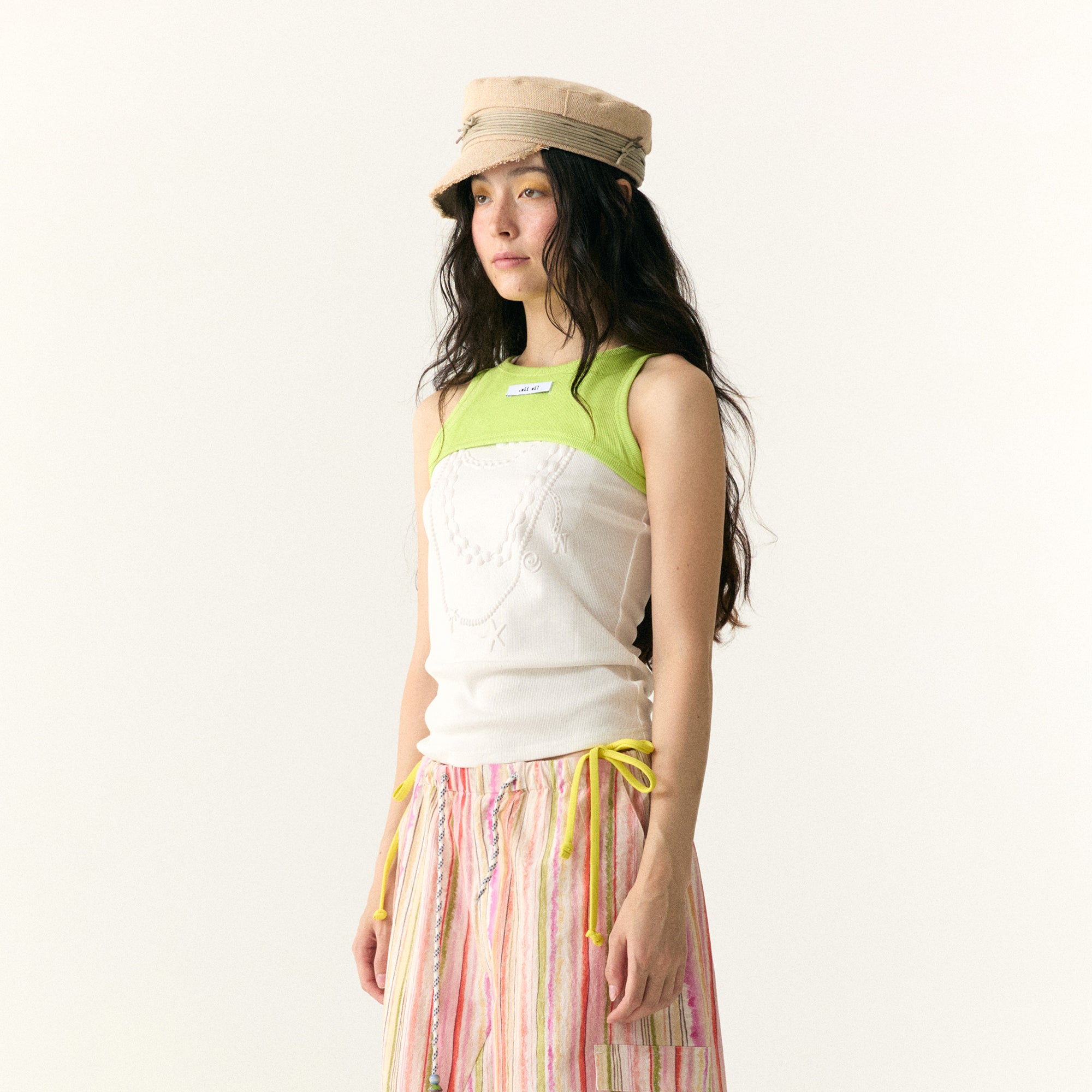 WII WIL Necklace Motif Rib Tank Top