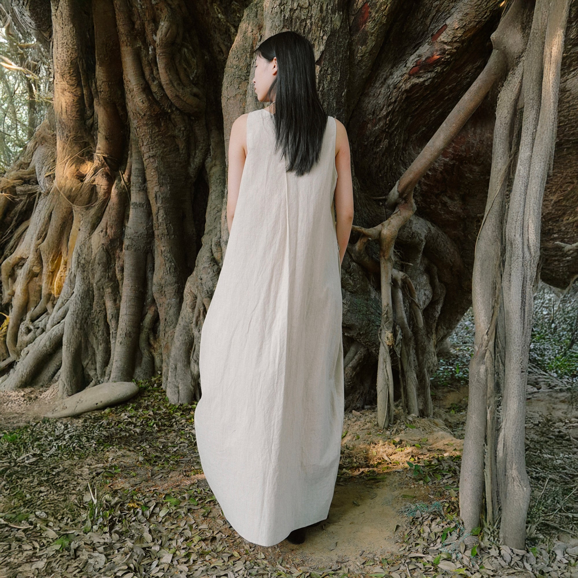 CAIRA Utility Pocket Button-Front Maxi Dress