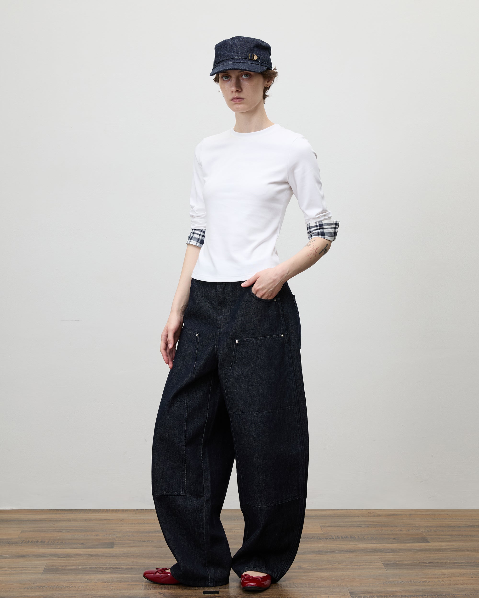 COMMAND N Raw Denim Flat-Top Utility Rider Cap