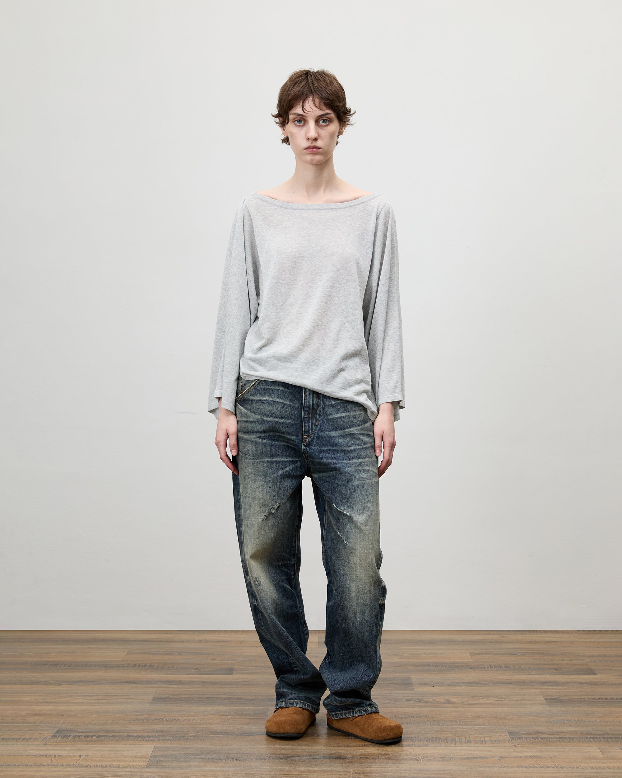 COMMAND N Washed Buckle Waist Tapered Jeans