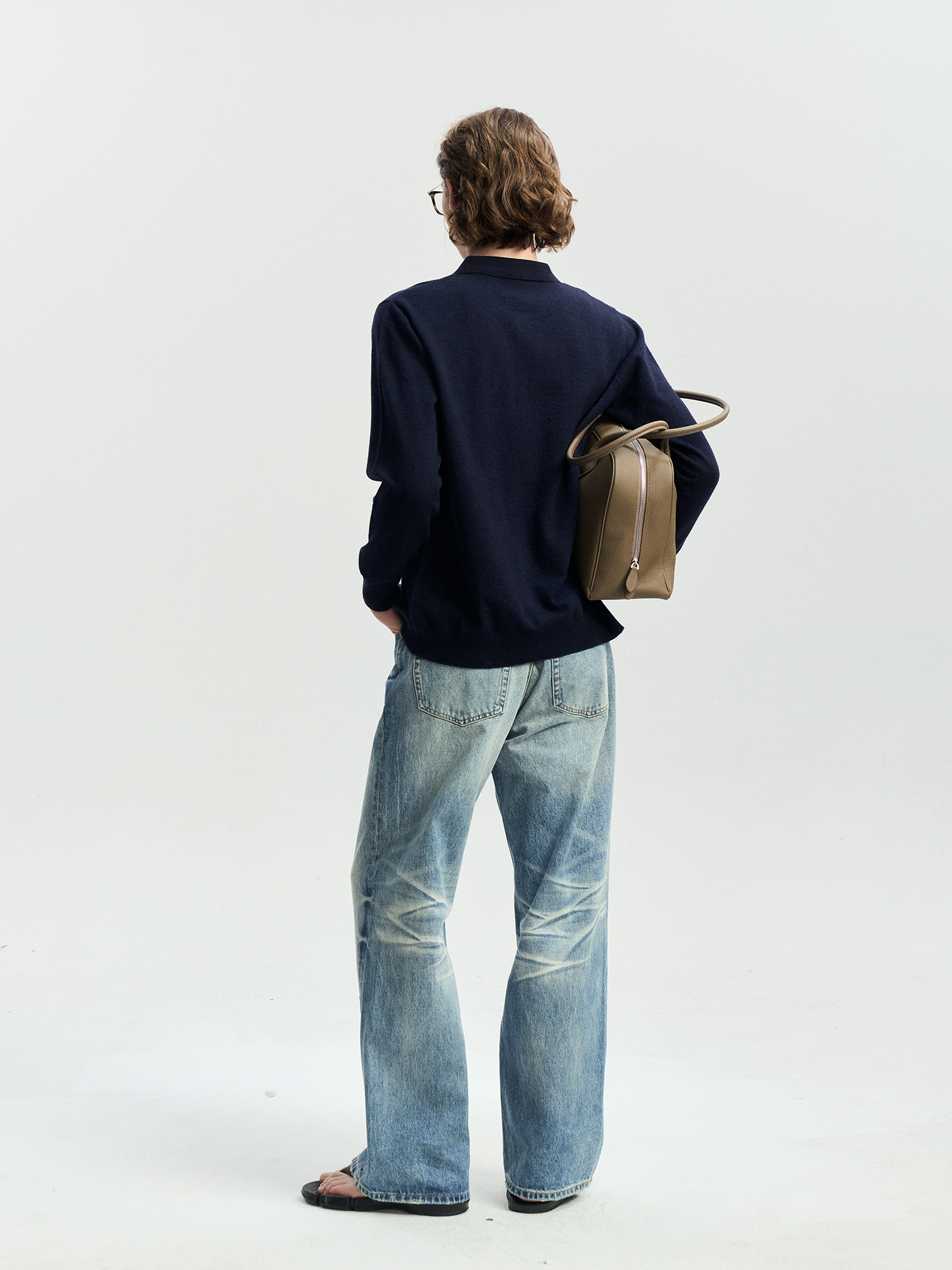 LEONSENSE Whiskering Washed Straight-Leg Jeans