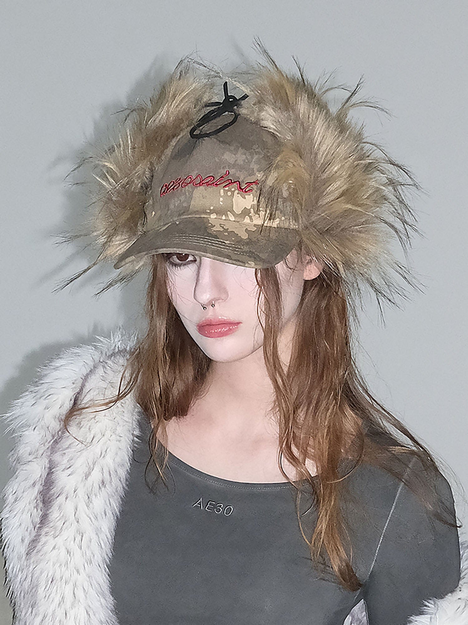 AE30 SAINT Camo Faux Fur-Trim Cap