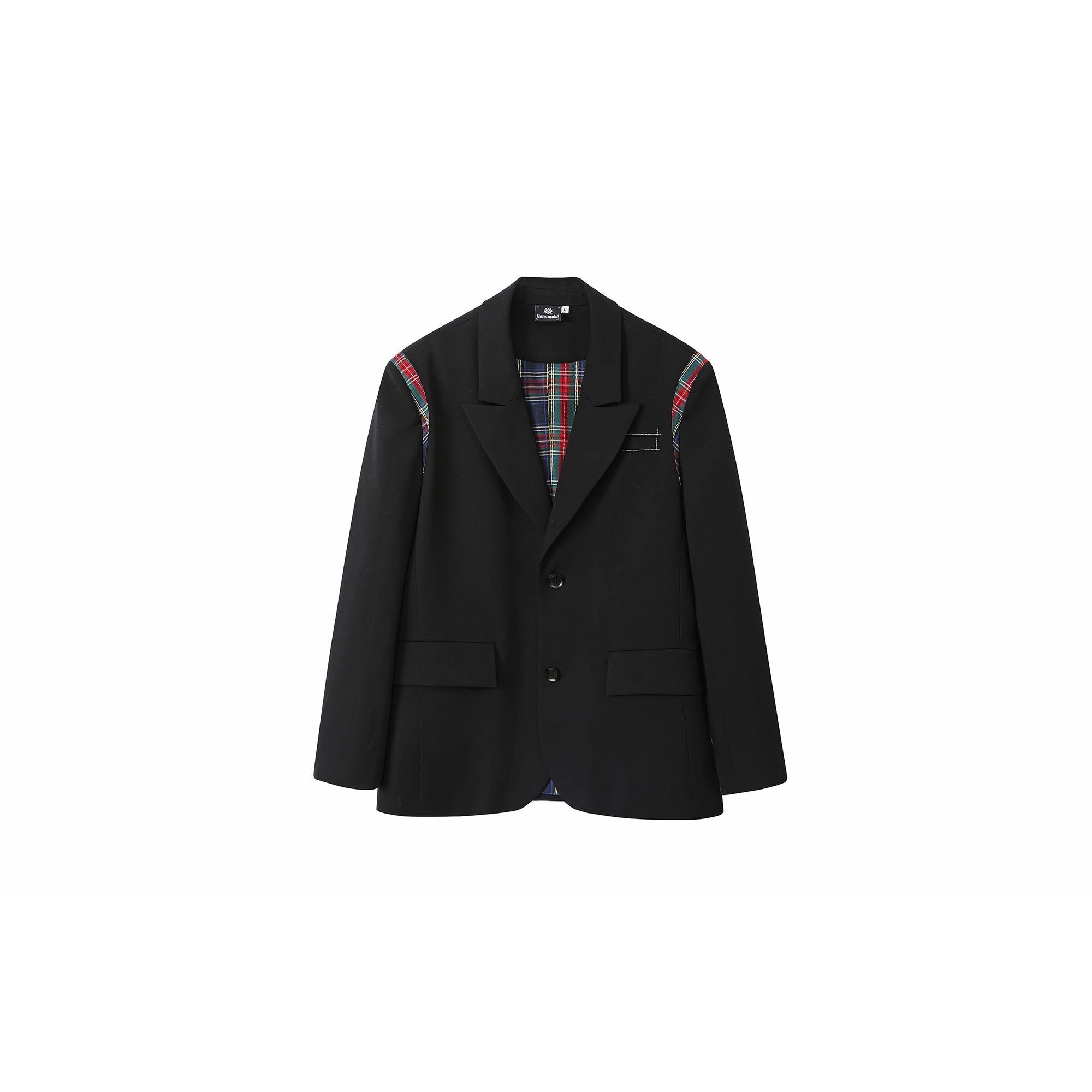 DONSMOKE × NANA Plaid Panel Graphic Oversized Blazer