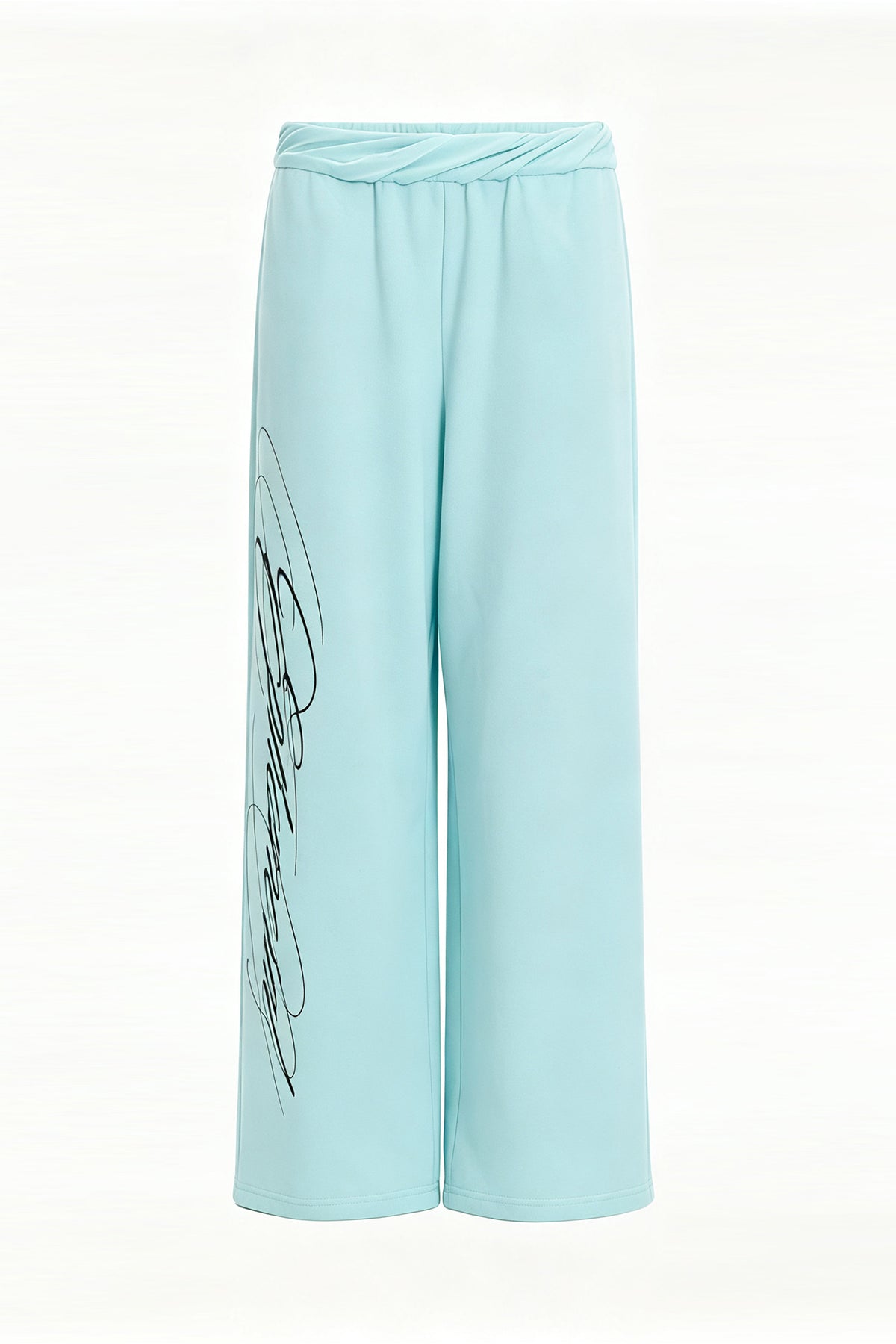FAYCHUI Graphic Lace-Pocket Wide-Leg Sweatpants Mint Green