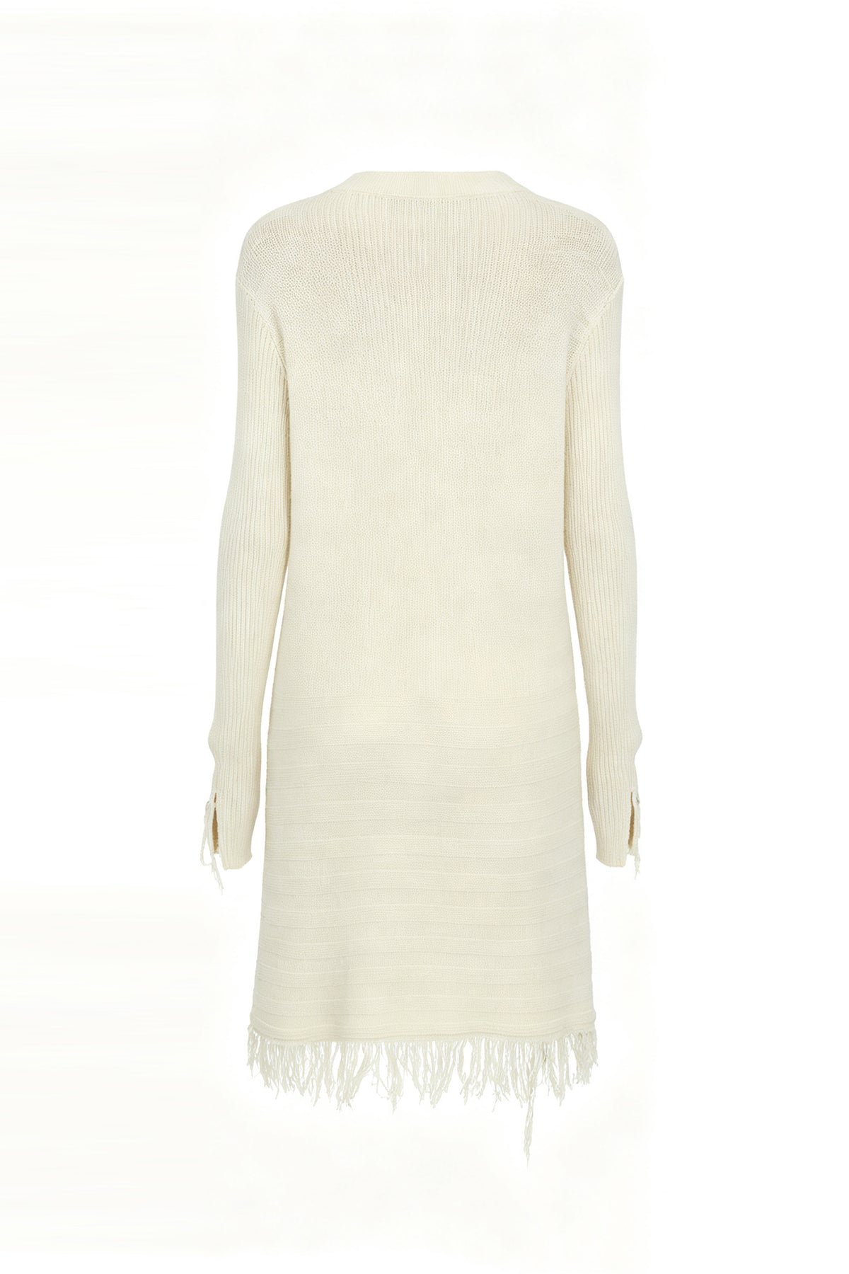 FAYCHUI Frayed-Hem Wool-Blend Asymmetric Cardigan