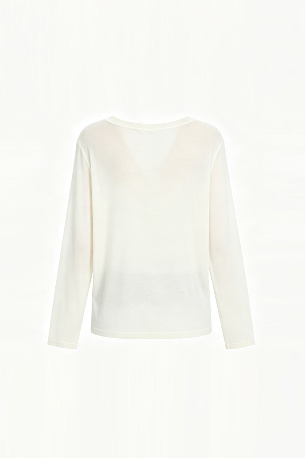 FAYCHUI Beaded Chain Bow V-Neck Long-Sleeve Tee