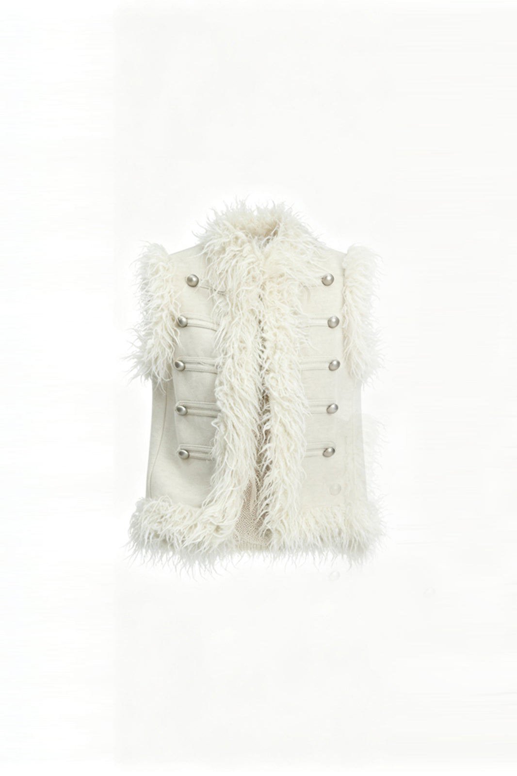 FAYCHUI Faux Fur Trim Button Vest