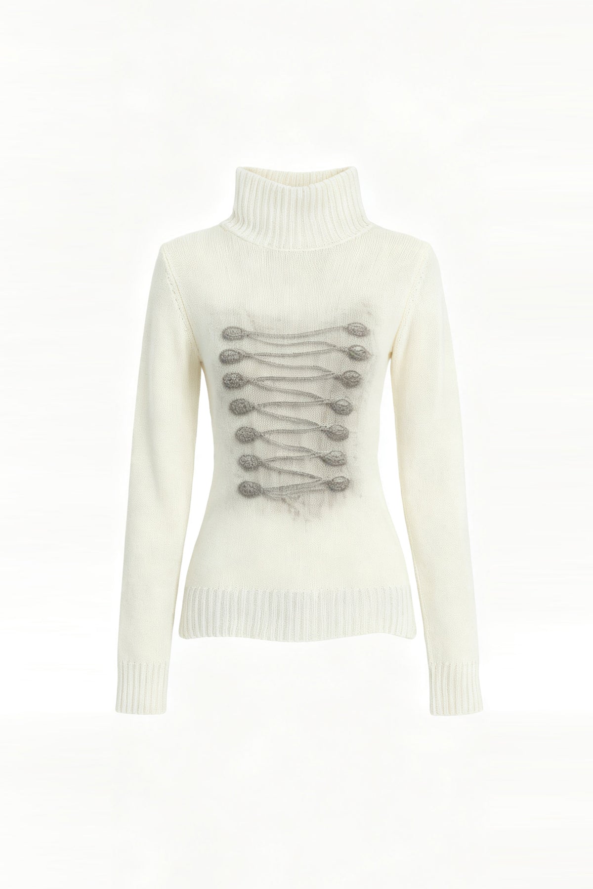 FAYCHUI Baroque Graphic Wool-Blend Mock-Neck Sweater