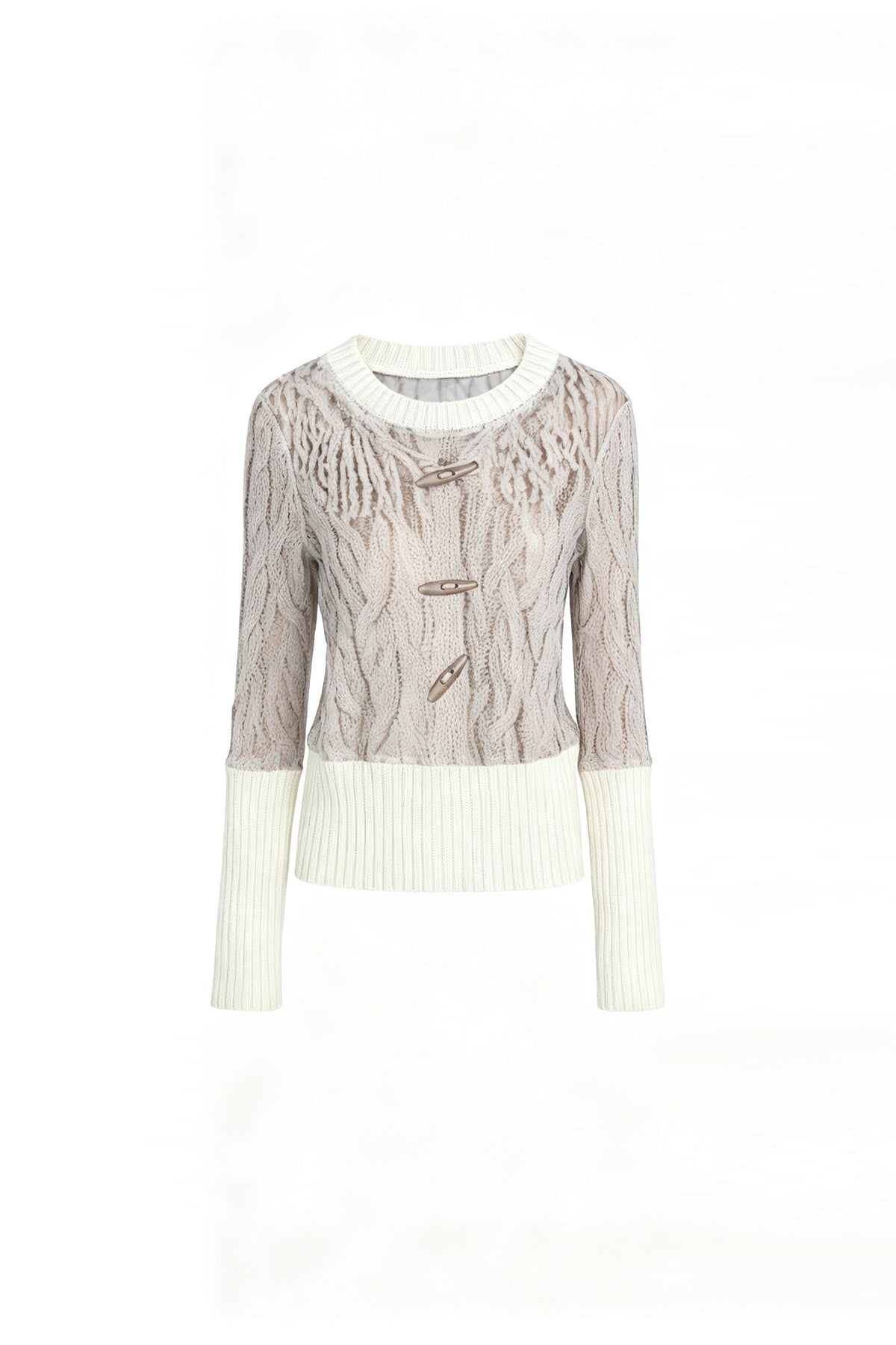 FAYCHUI Ribbed Cable-Print Wool-Blend Sweater