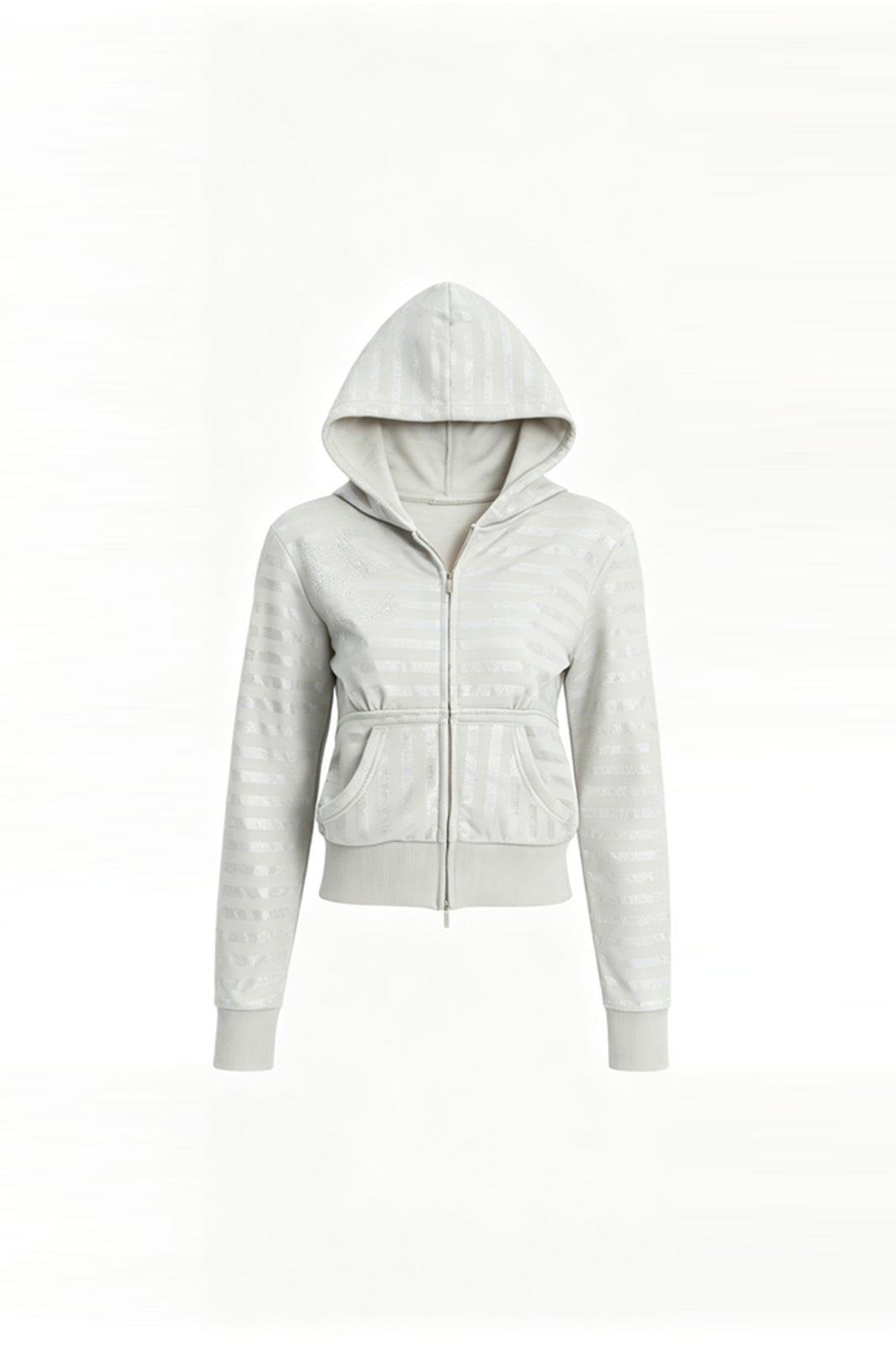 FAYCHUI Shiny Stripe Cropped Zip-Up Hoodie
