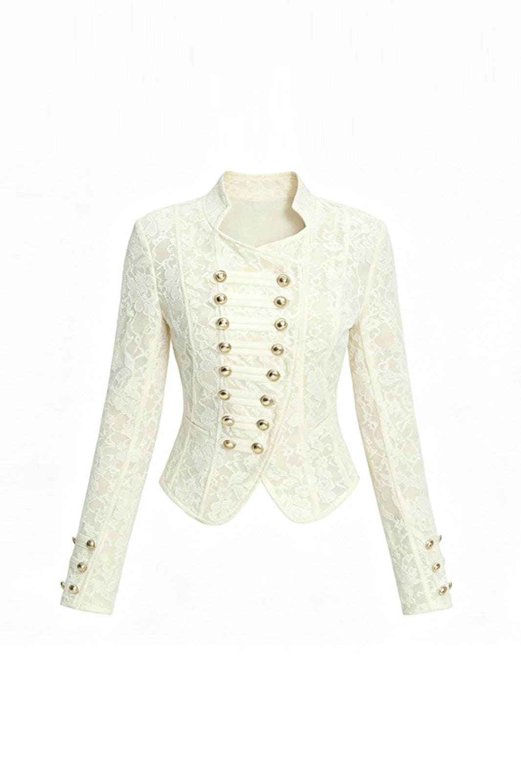 FAYCHUI Asymmetric Military Button Lace Jacket