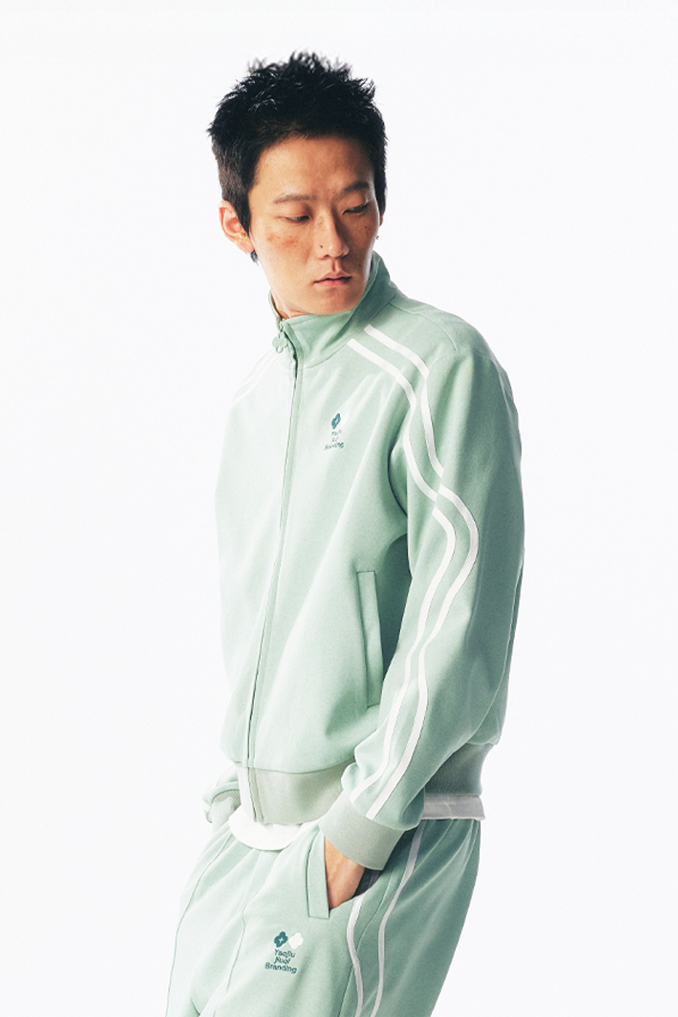 1997 POSTOFFICE Contrast Curved-Stripe Quick-Dry Track Jacket