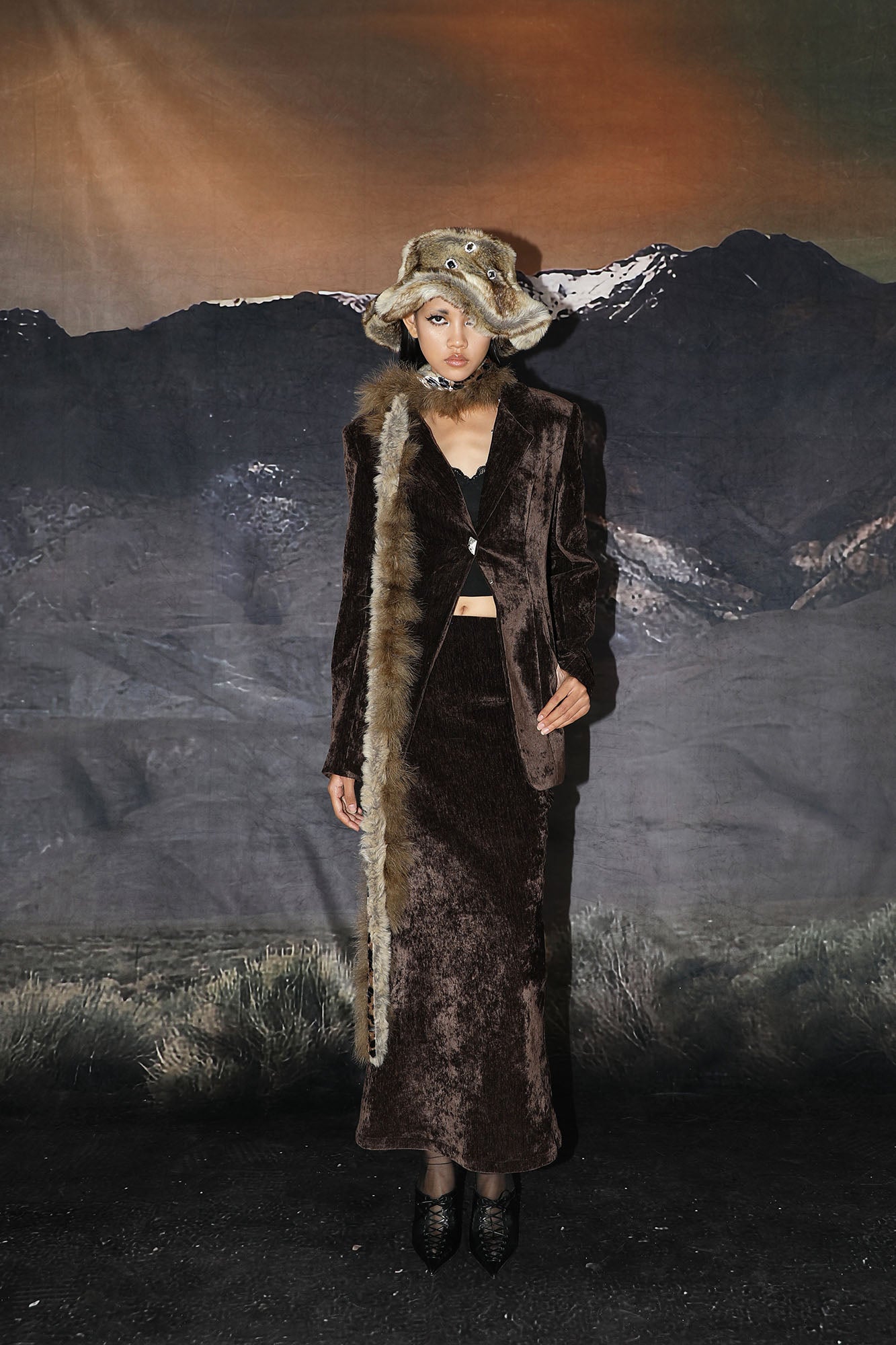 NEVER OFFEND L ANGEL Gem-Embellished Furry Bucket Hat