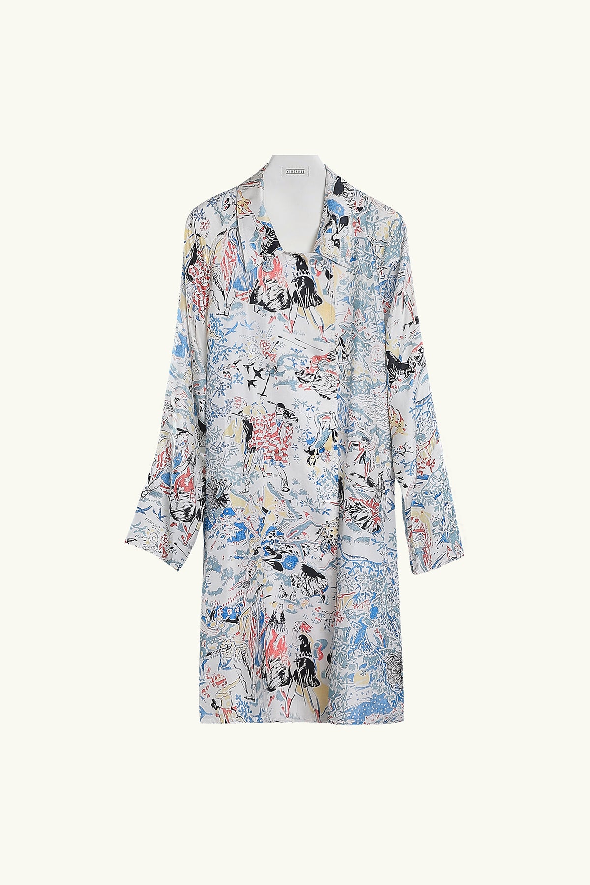 WINGFREE Silk-Blended Double-Breasted Oversized Coat