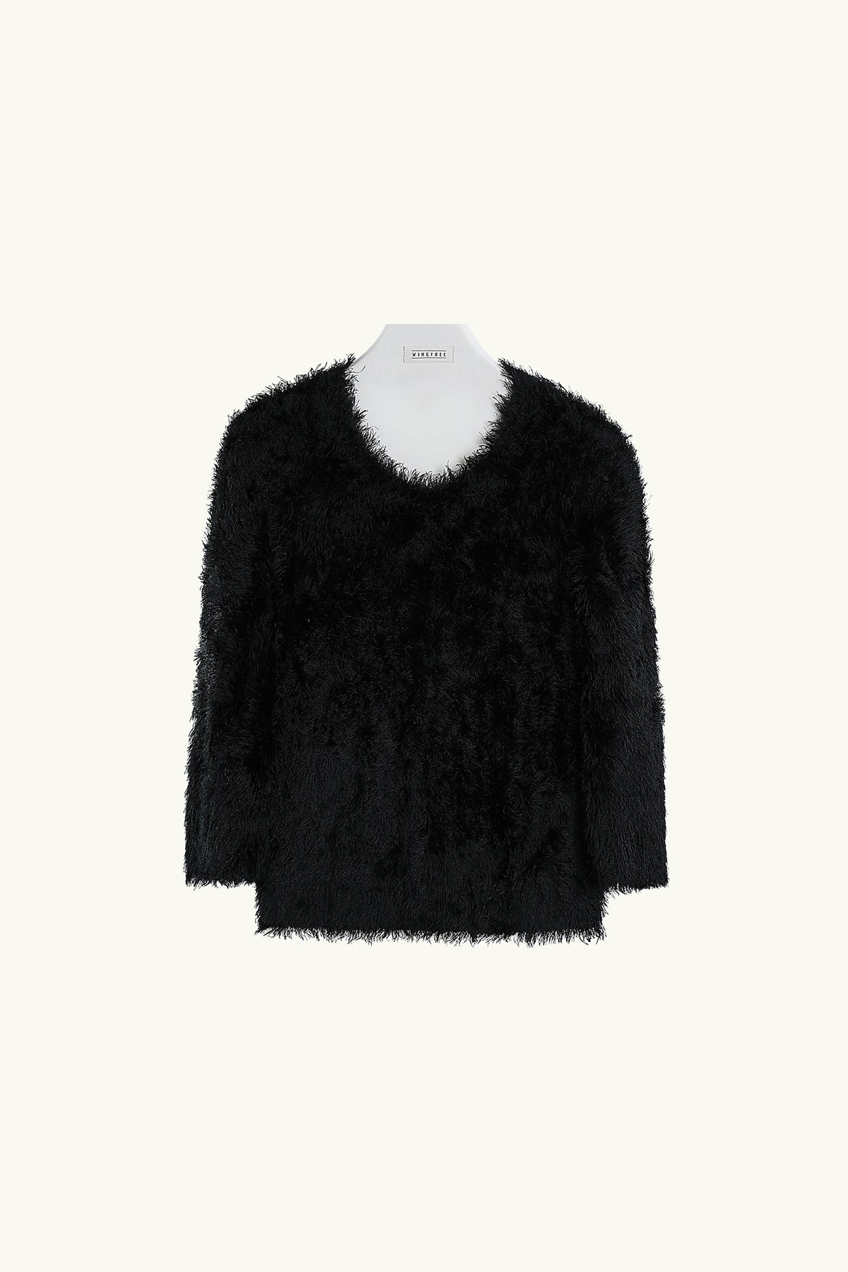 WINGFREE Plush Eyelash-Knit Three-Quarter Sleeve Top