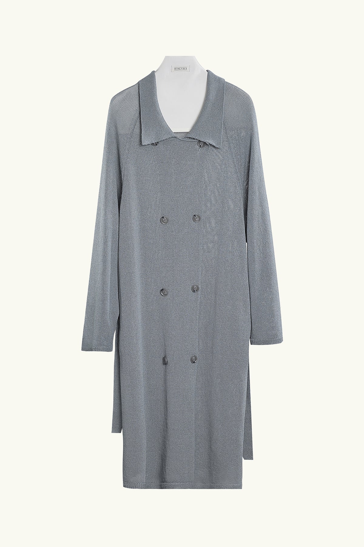 WINGFREE Silk-Blended Double-Breasted Oversized Coat