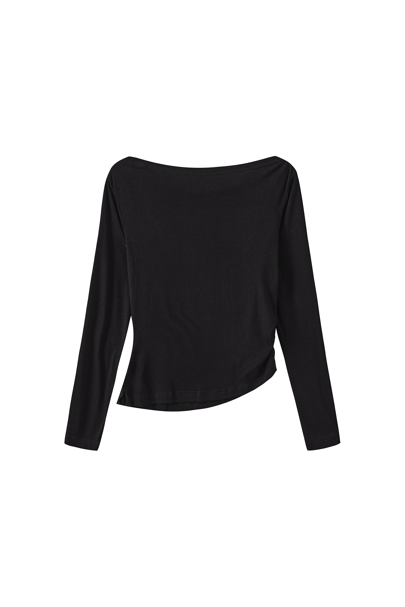 FAYCHUI Cowl Neck Pearl-Studded Long Sleeve Tee