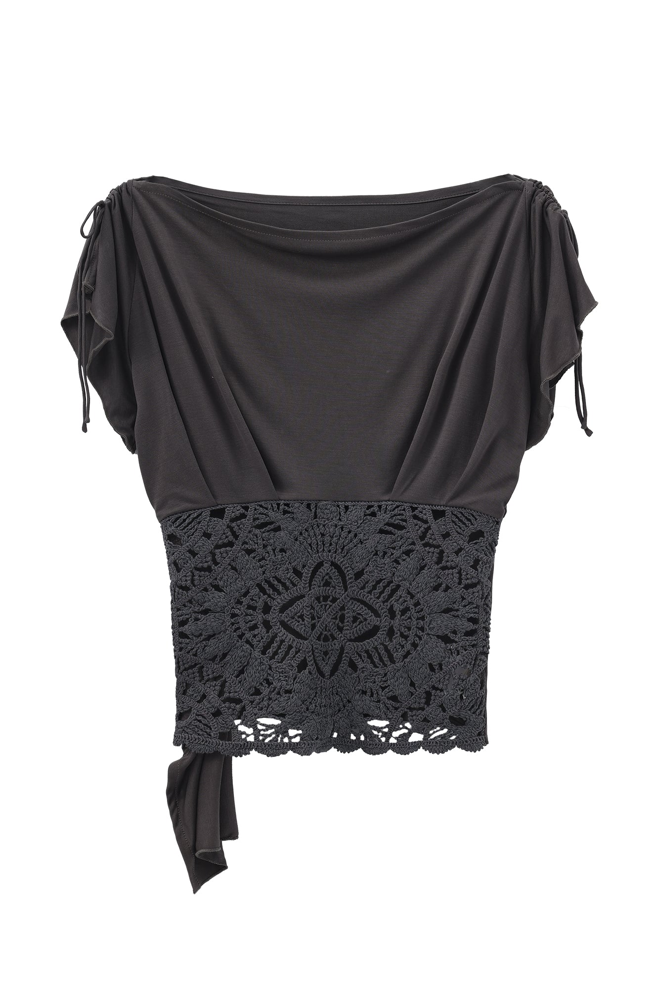 JIUWU PARK Draped Crochet Panel Tee