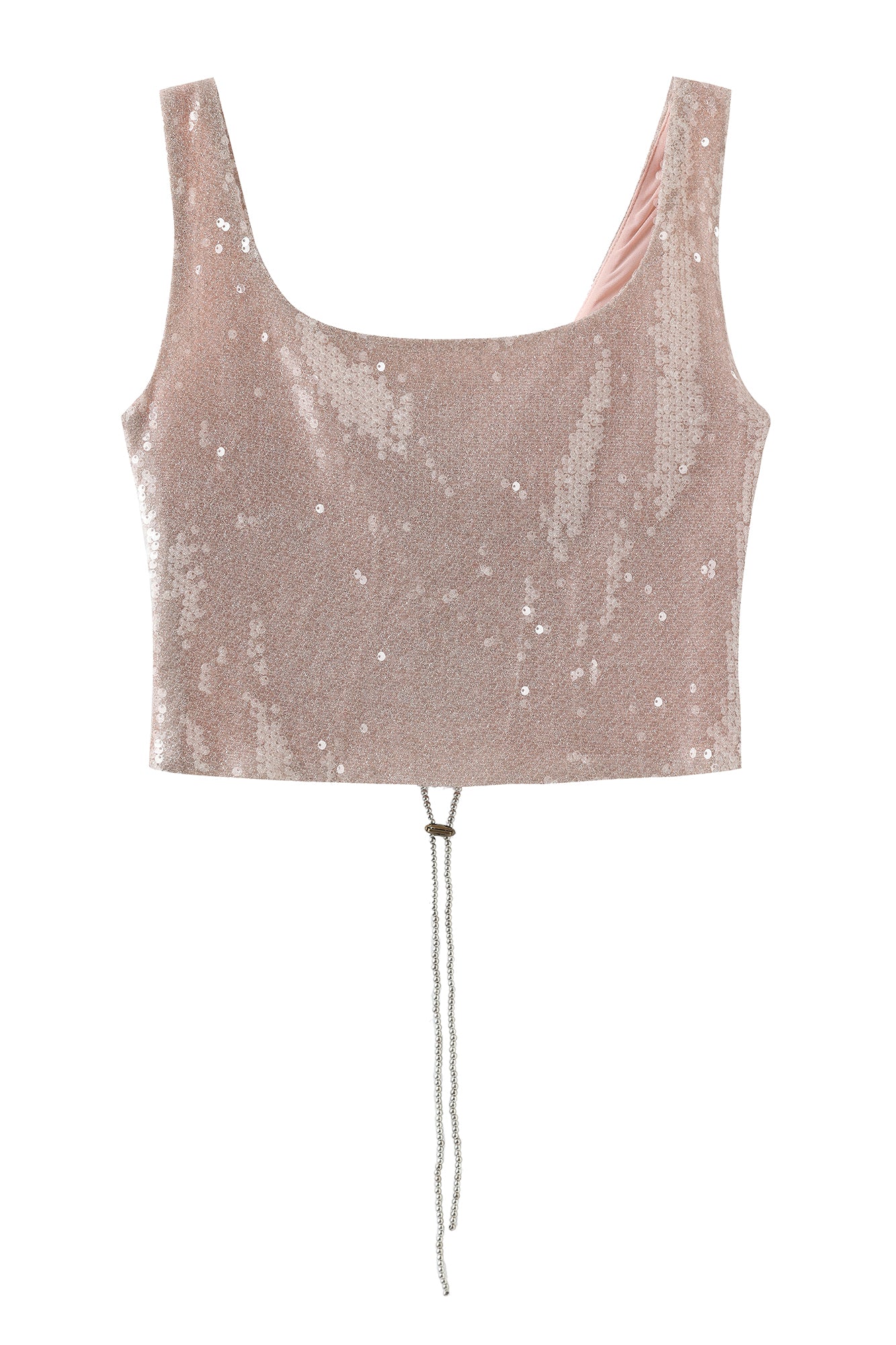 JIUWU PARK Sequin Lace-Up Hardware Tank Top