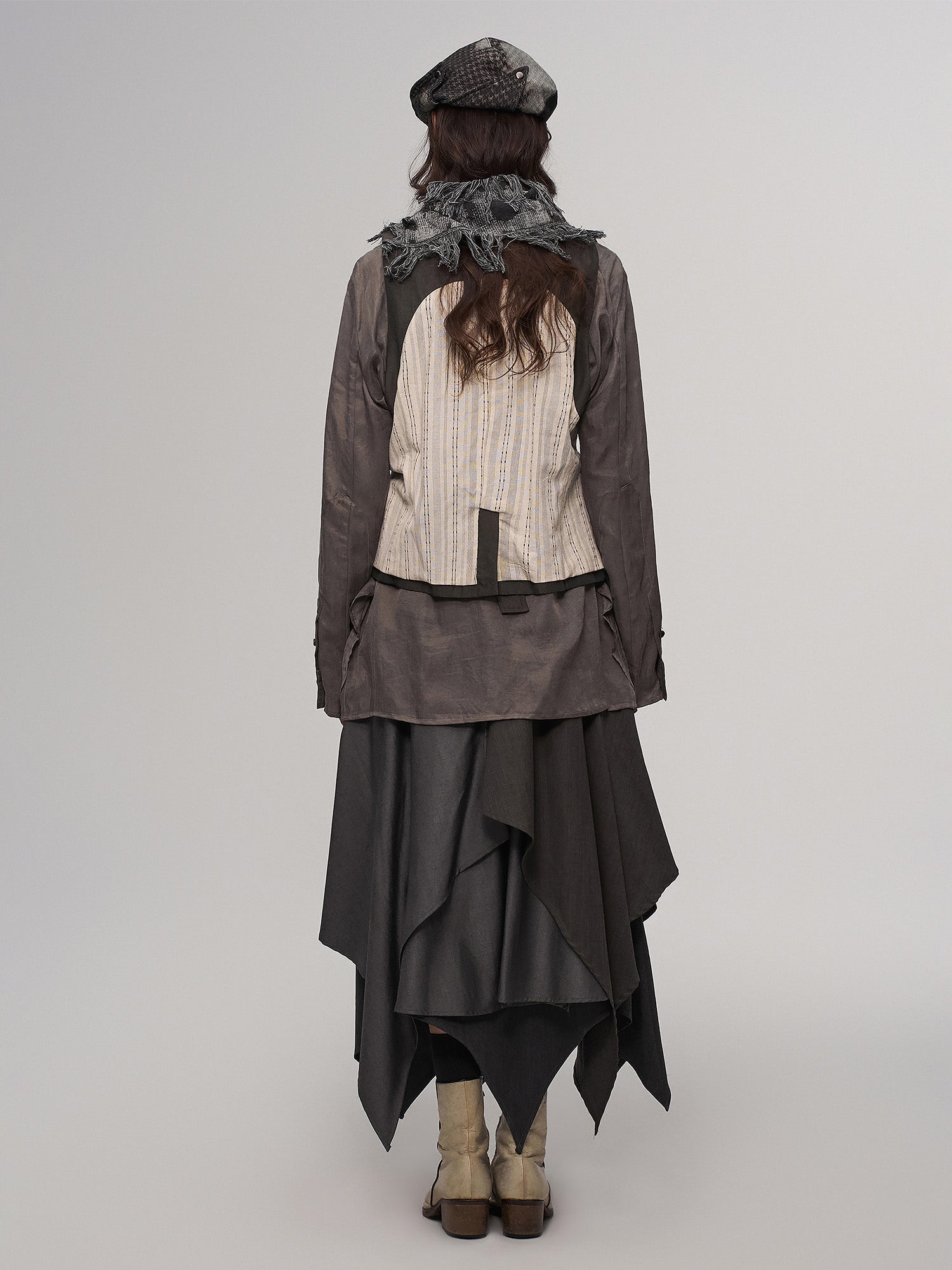 ILNya Nieternite Nifutur Asym Layered Wrap-Collar Shirt Coat Gray