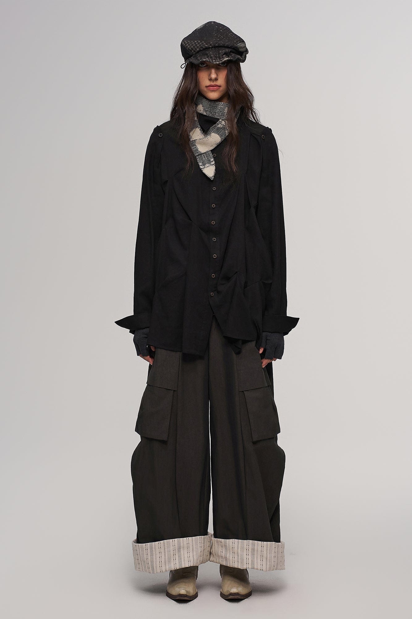 ILNya Nieternite Nifutur Deconstructed Houndstooth Newsboy Cap