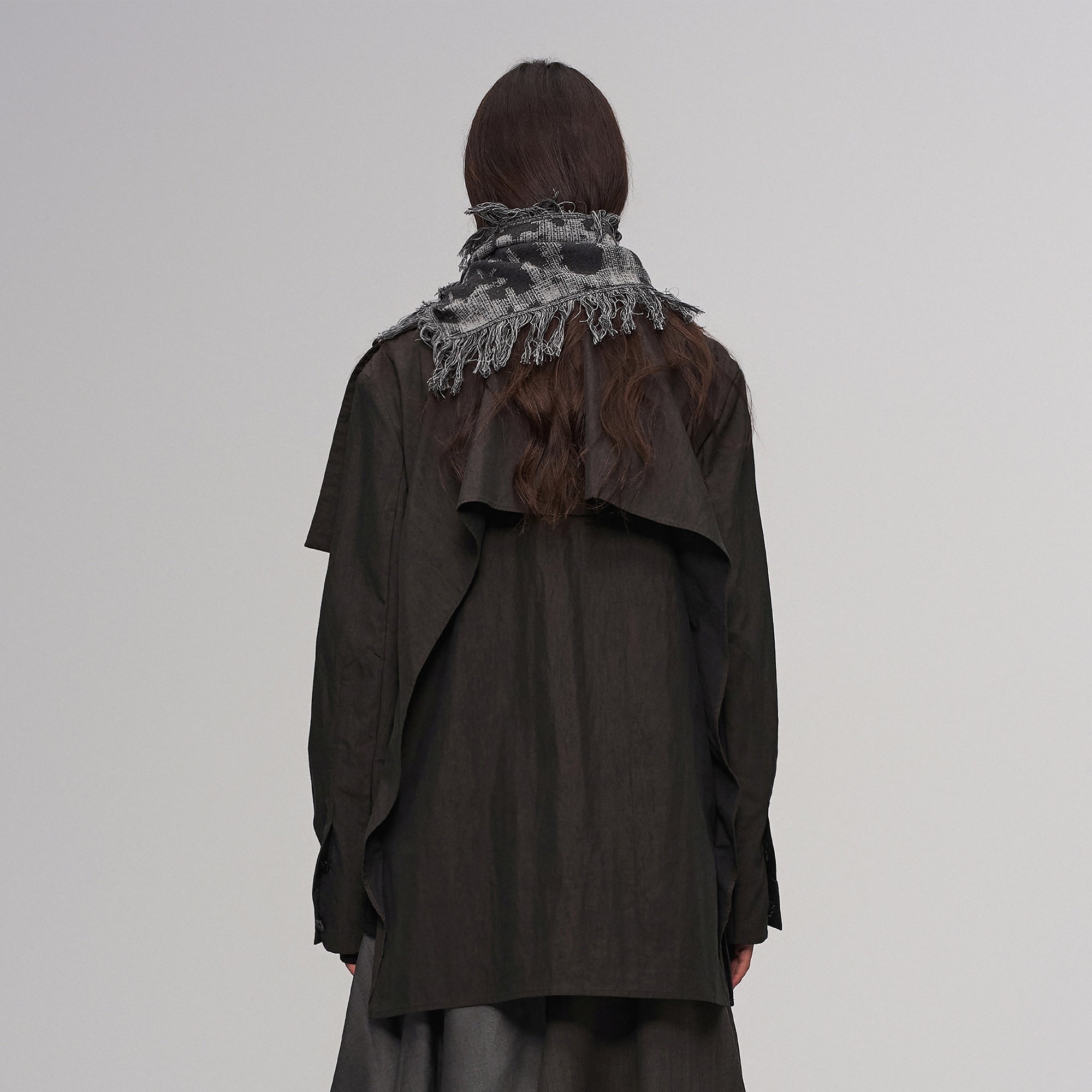 ILNya Nieternite Nifutur Asym Layered Wrap-Collar Shirt Coat Dark Green