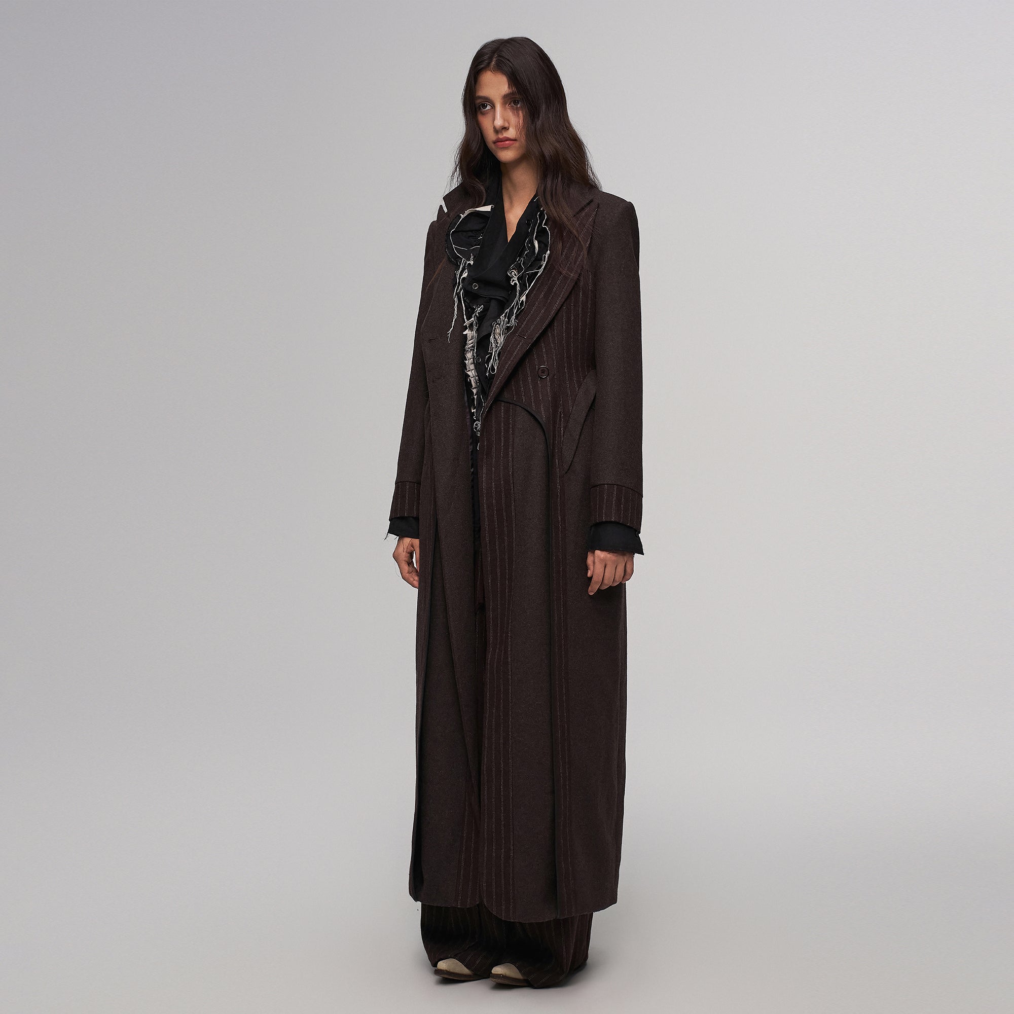 ILNya Nieternite Nifutur Tailored Stripe Paneled Wool-Blend Coat