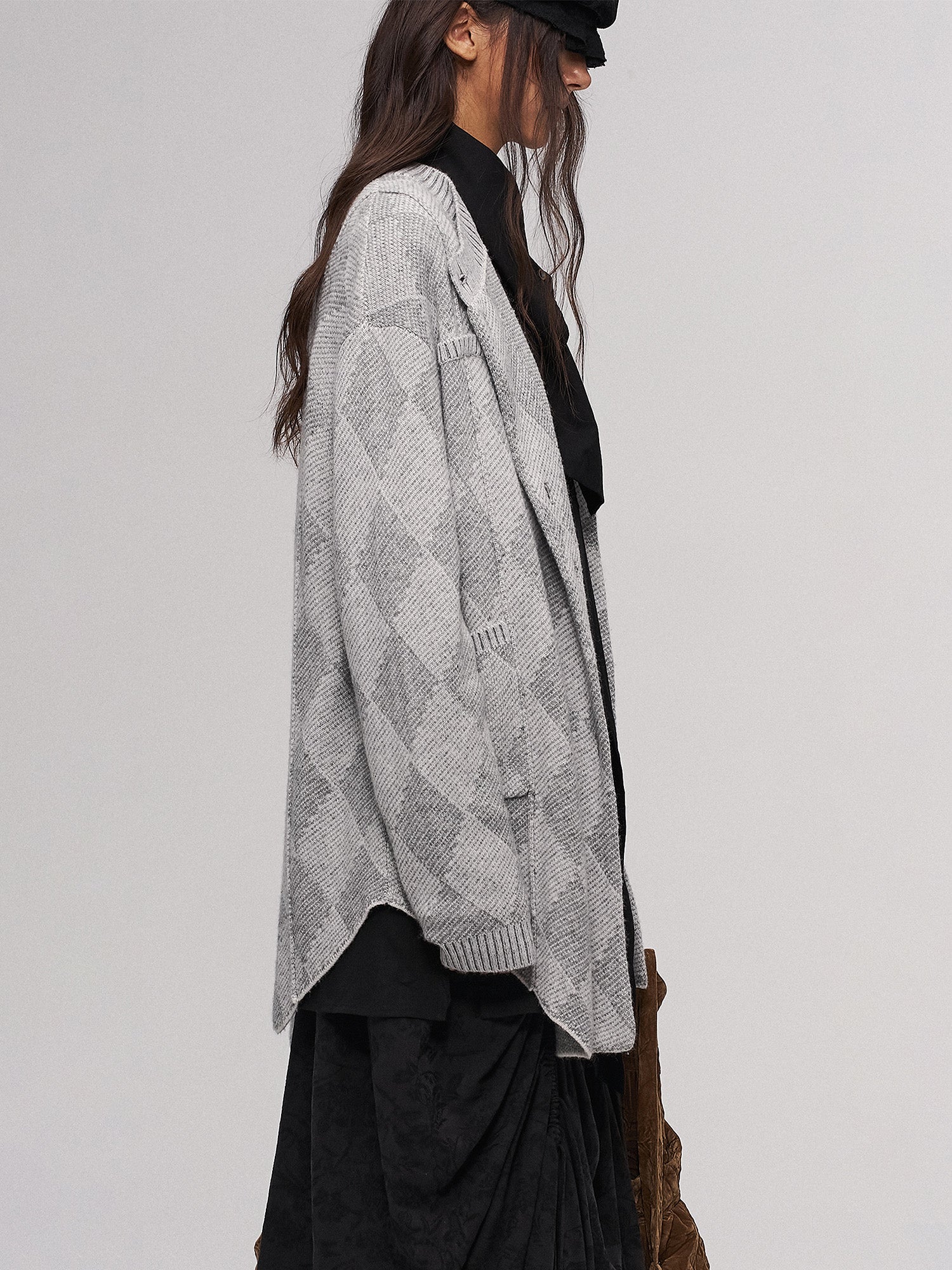 ILNya Nieternite Nifutur Wool-Blend Argyle Jacquard Cardigan Gray