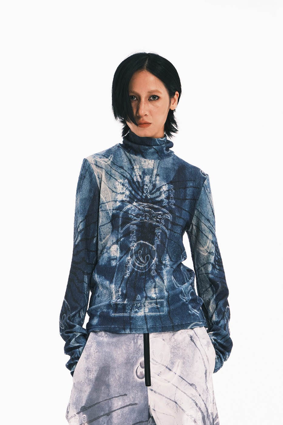EMBRYO Tie-Dyed Runes Turtleneck L/S Tee, premium urban and streetwear designers apparel on PROJECTISR.com, EMBRYO