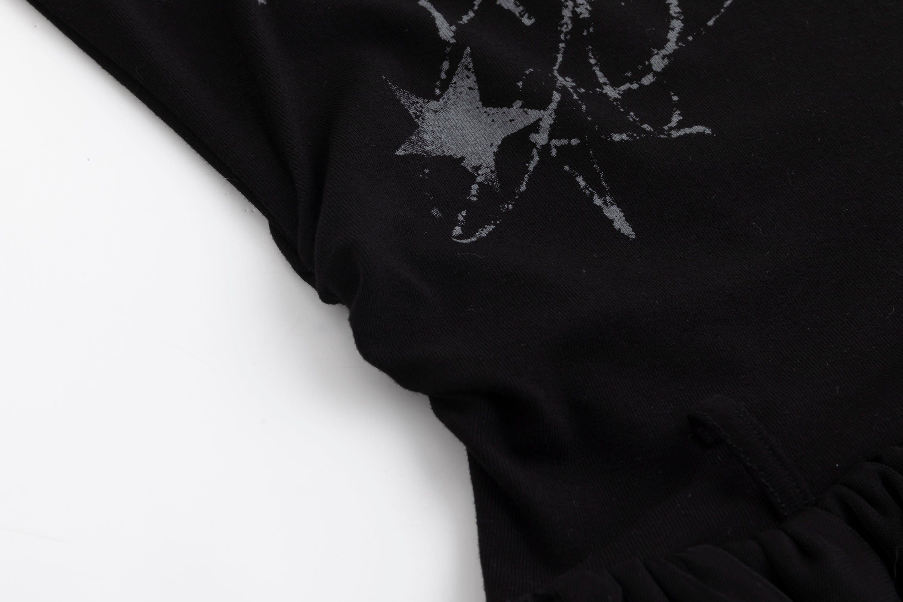 CESTNOUS Sheer-Sleeve Graffiti Mini Dress