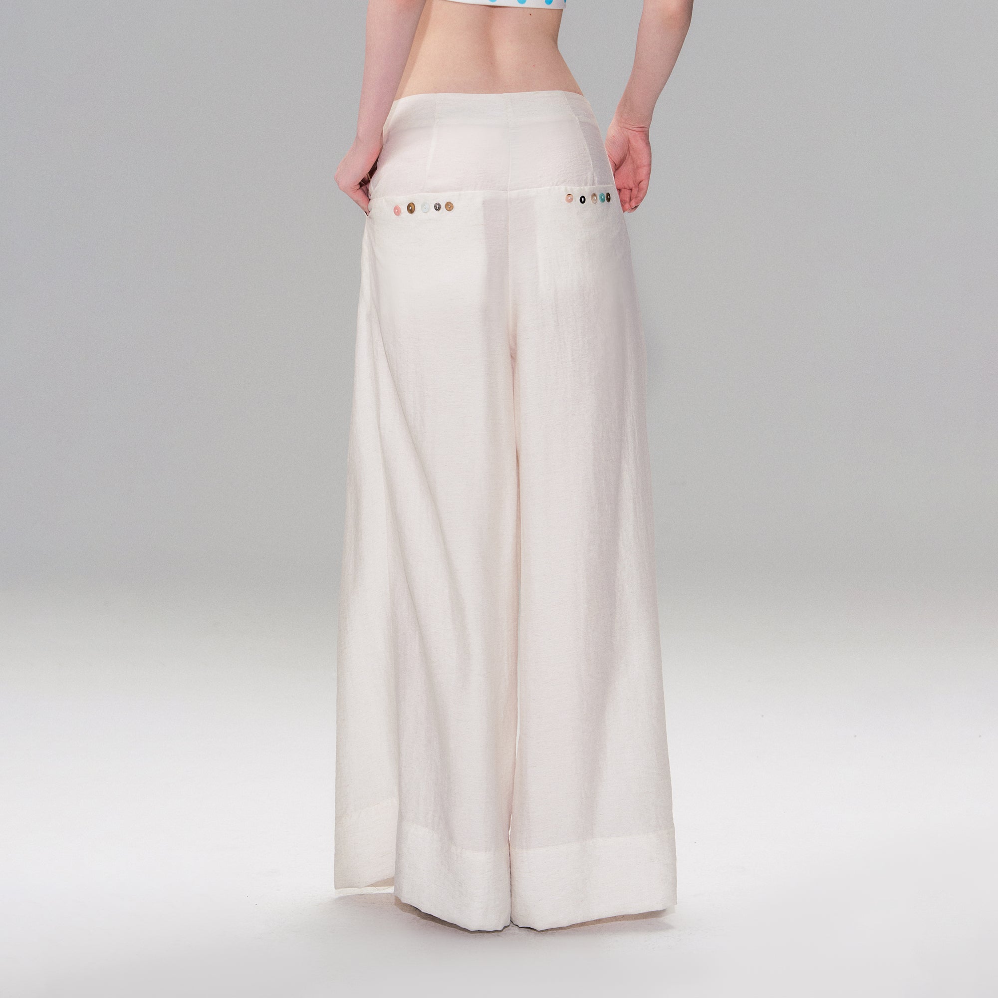 THE NEVERMORE Pintuck Panel Wide-Leg Pants