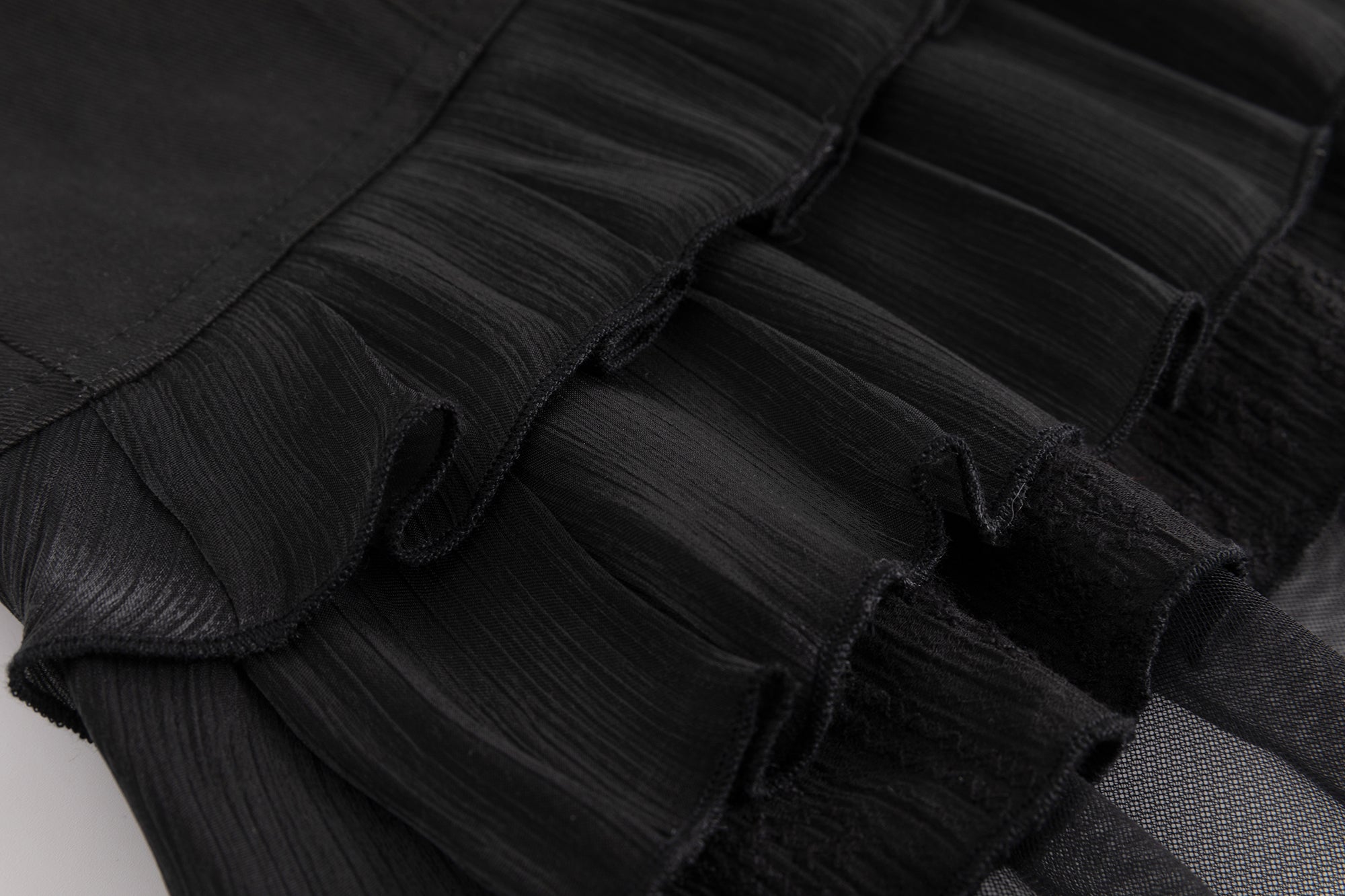 CESTNOUS Scroll-Embellished Layered Ruffle Mini Skirt