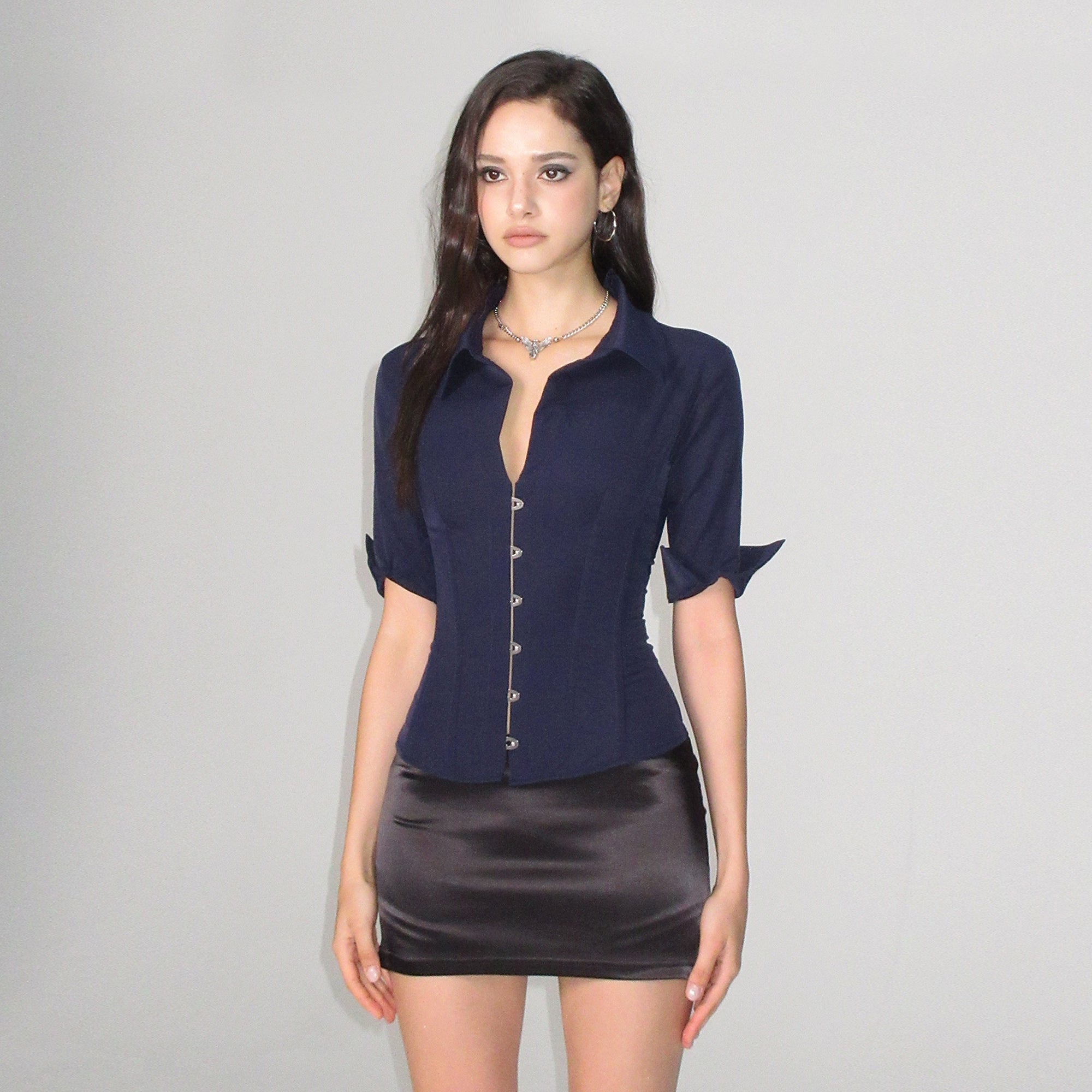 AE30 SAINT Lace-Up Back Corset Half Shirt