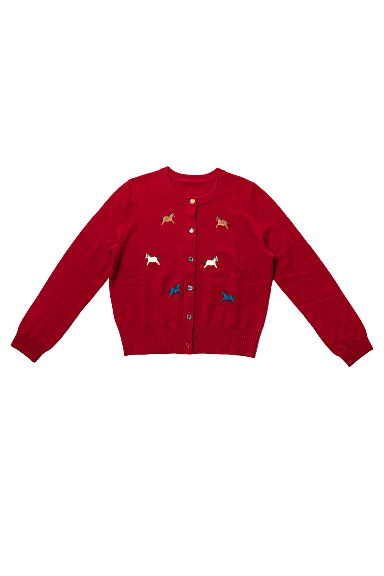 LEONSENSE Pony Embroidered Button Cardigan