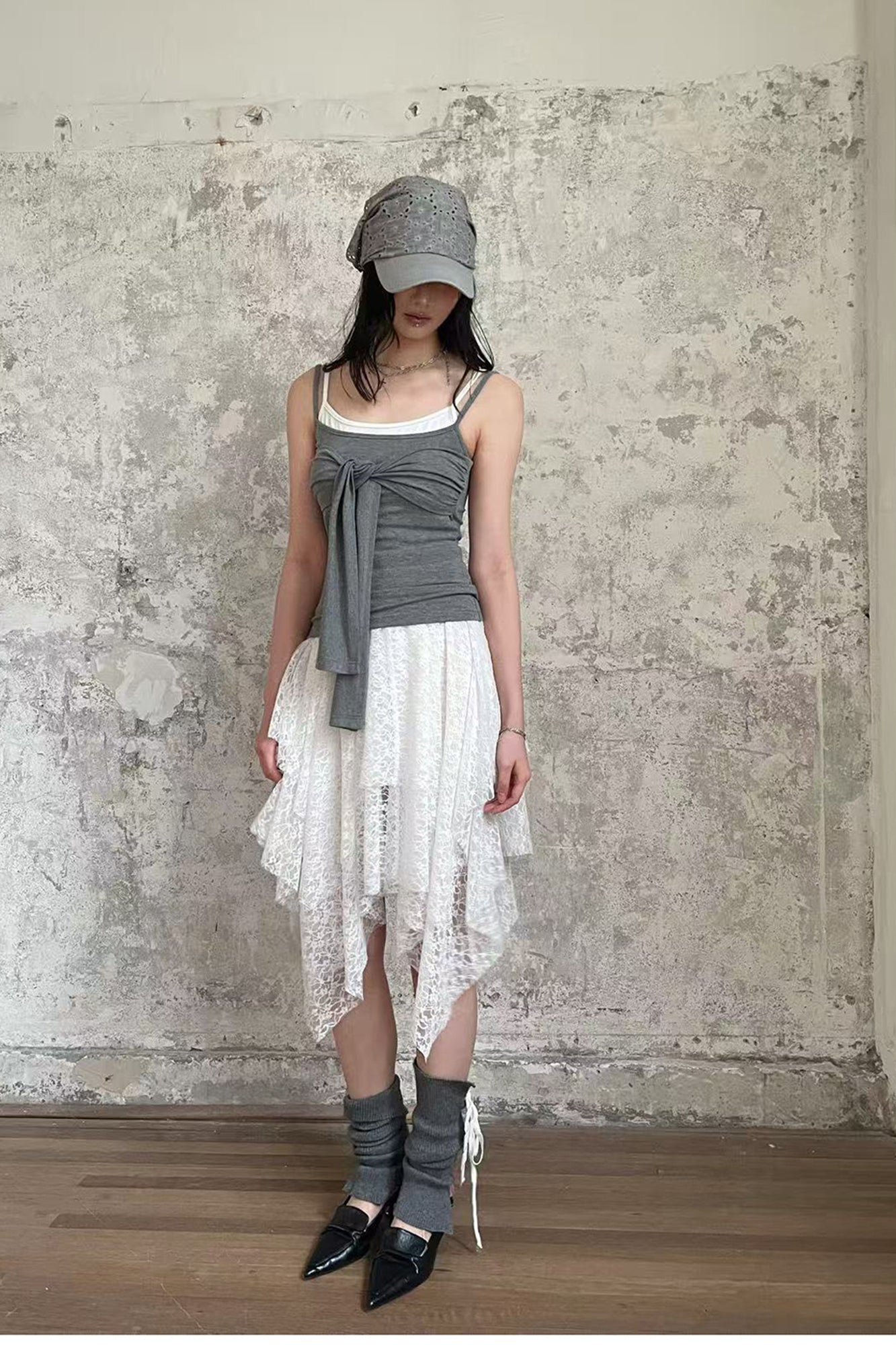 RIDK Eyelet Lace Headscarf Cap
