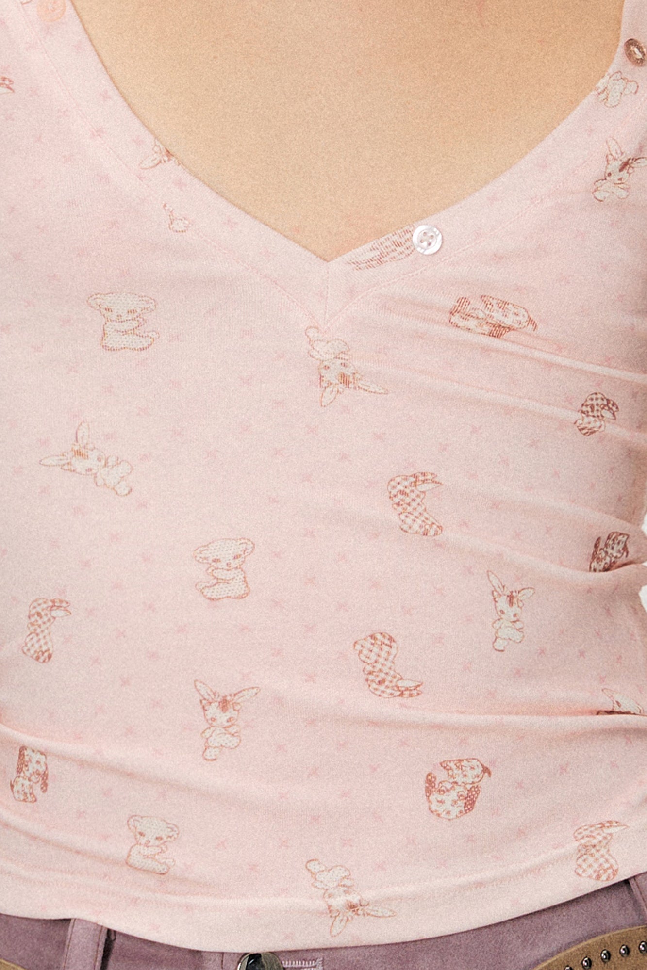 THE NEVERMORE Puppy & Rabbit Motif Baby Tee