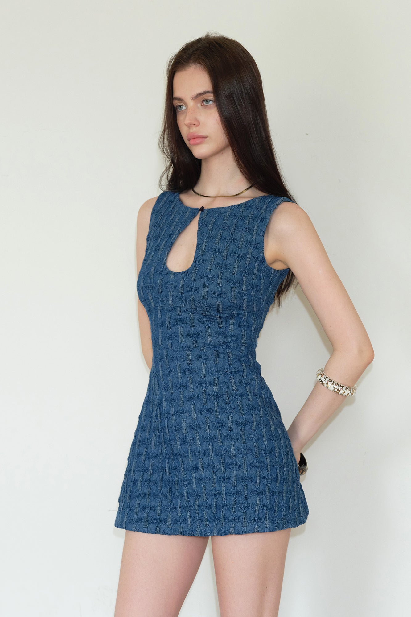 THE NEVERMORE Keyhole Puckered Mini Dress