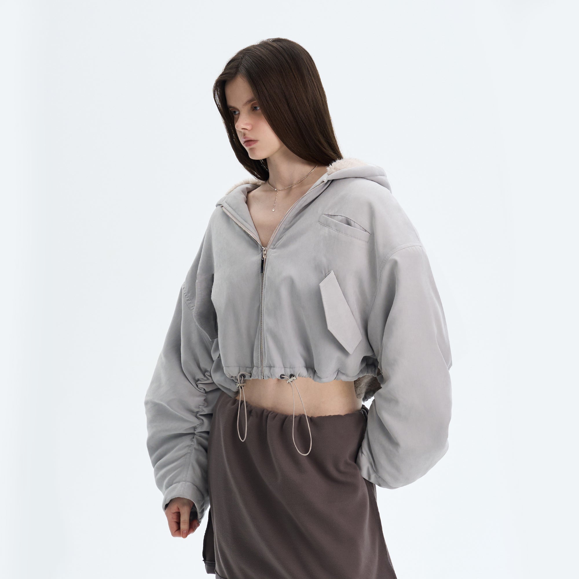 THE NEVERMORE Faux Fur Lined Cropped Parka