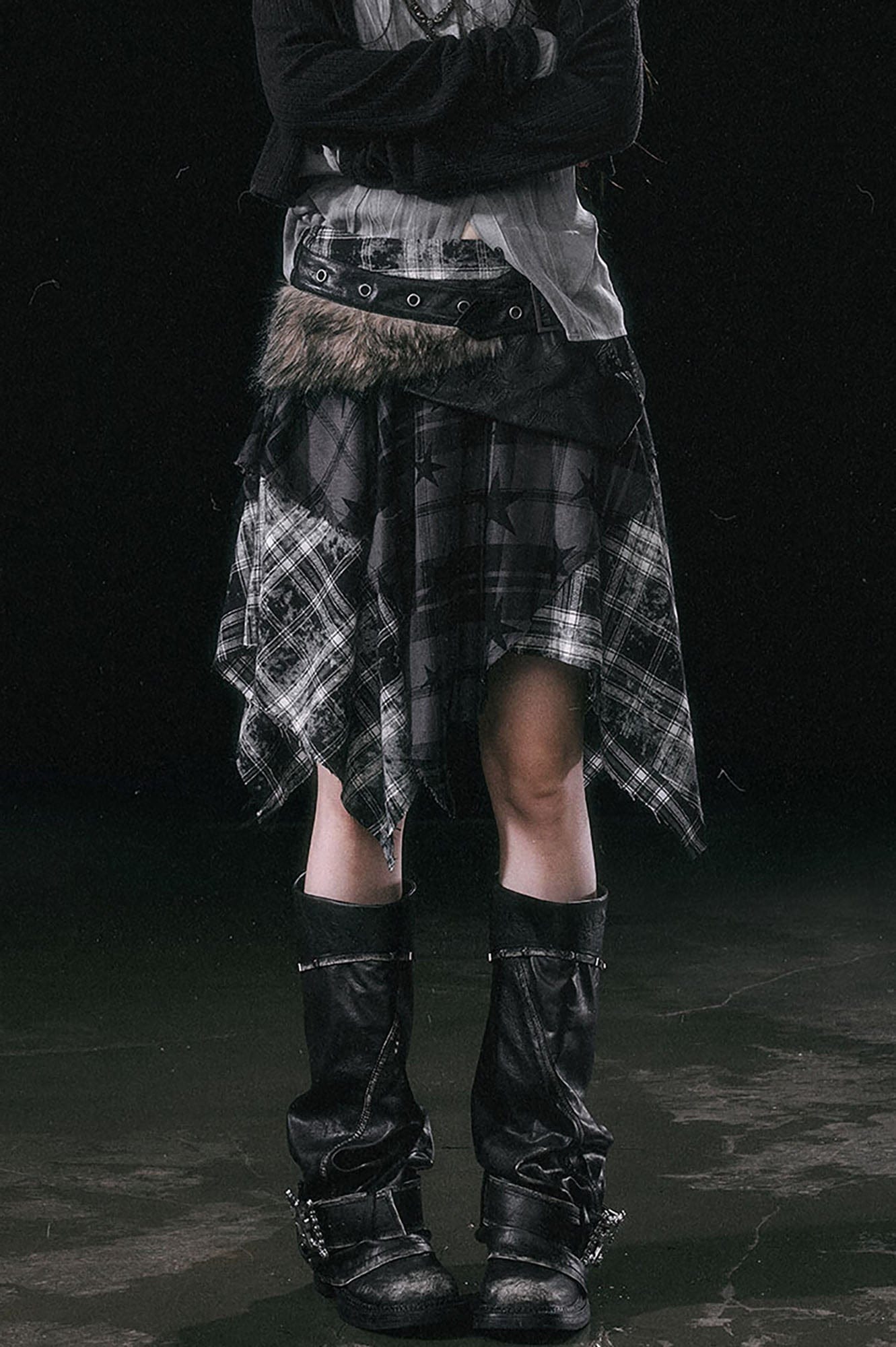 CESTNOUS Spliced Faux Leather Belt Overlay