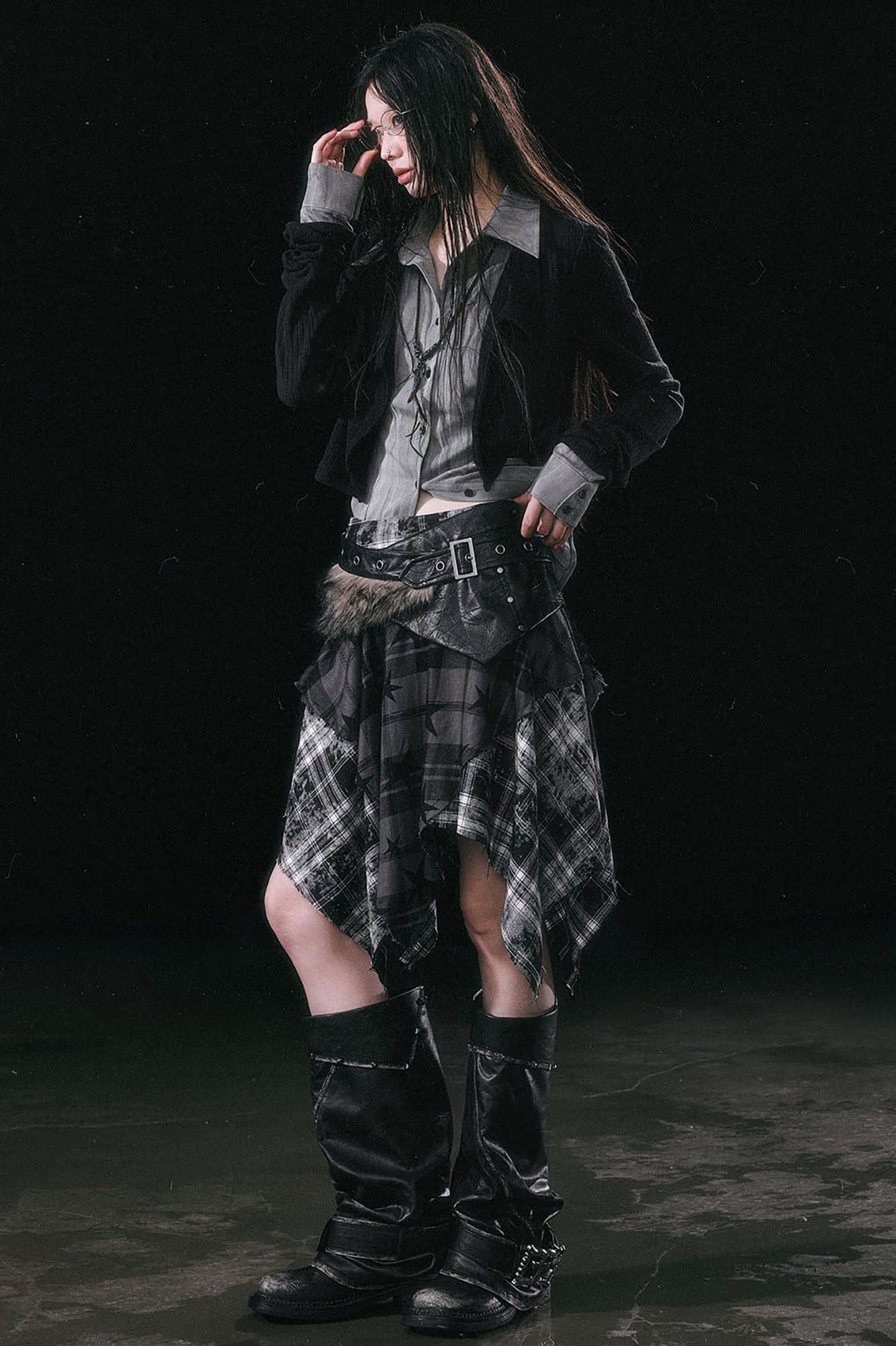 CESTNOUS Spliced Faux Leather Belt Overlay