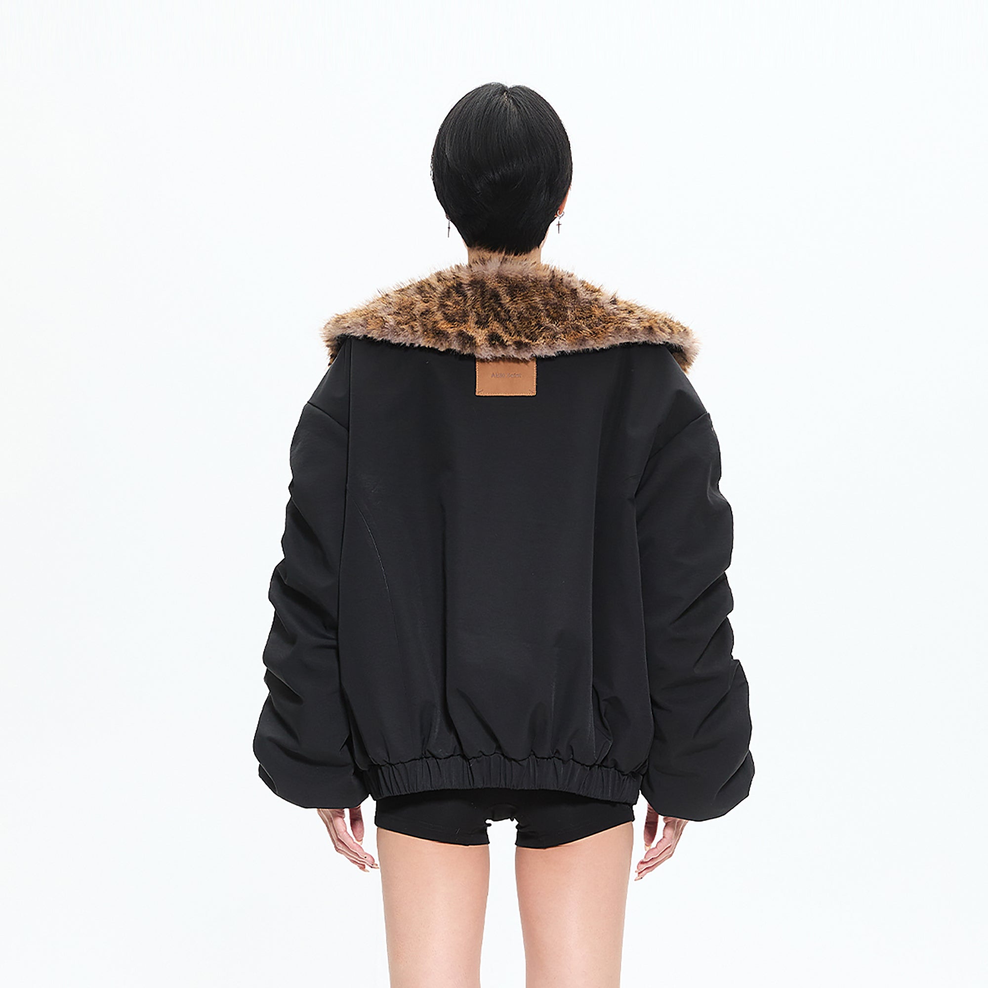 AE30 SAINT Faux Fur Trim Ruched Sleeve Parka