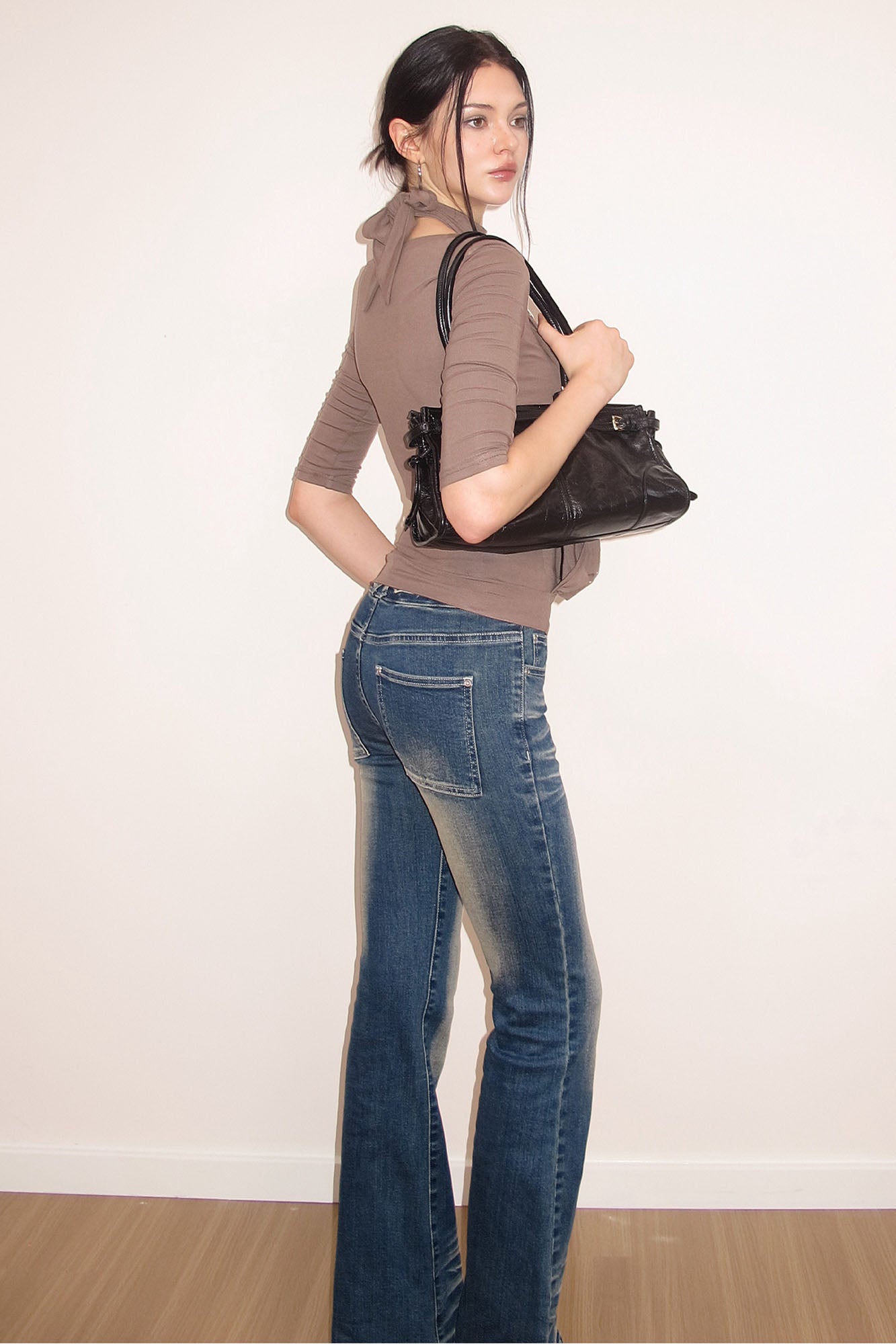 AE30 SAINT Whiskering Wash Slim Flared Jeans