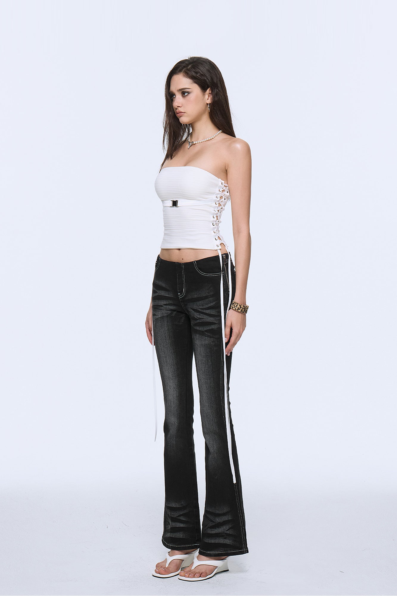 AE30 SAINT Side Lace-Up Buckle Tube Top