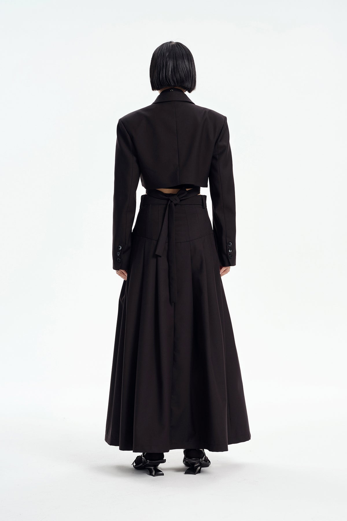 TINY IN STUDIO Oversized Belted Pleated Maxi Skirt
