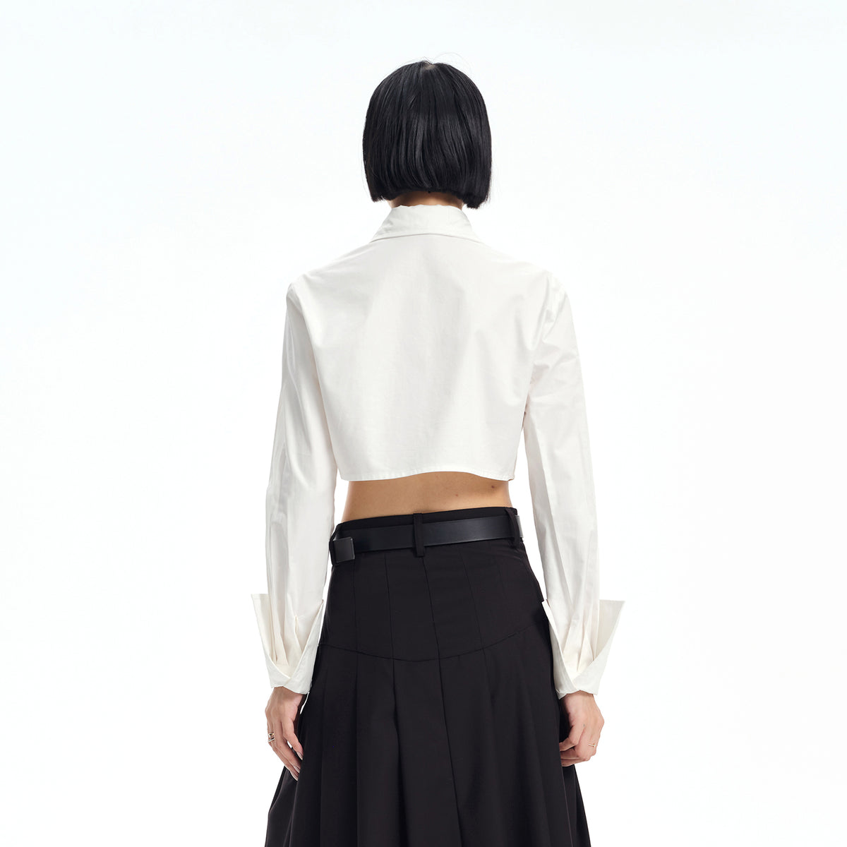 TINY IN STUDIO Asymmetrical Oversized-Sleeve Cropped Shirt