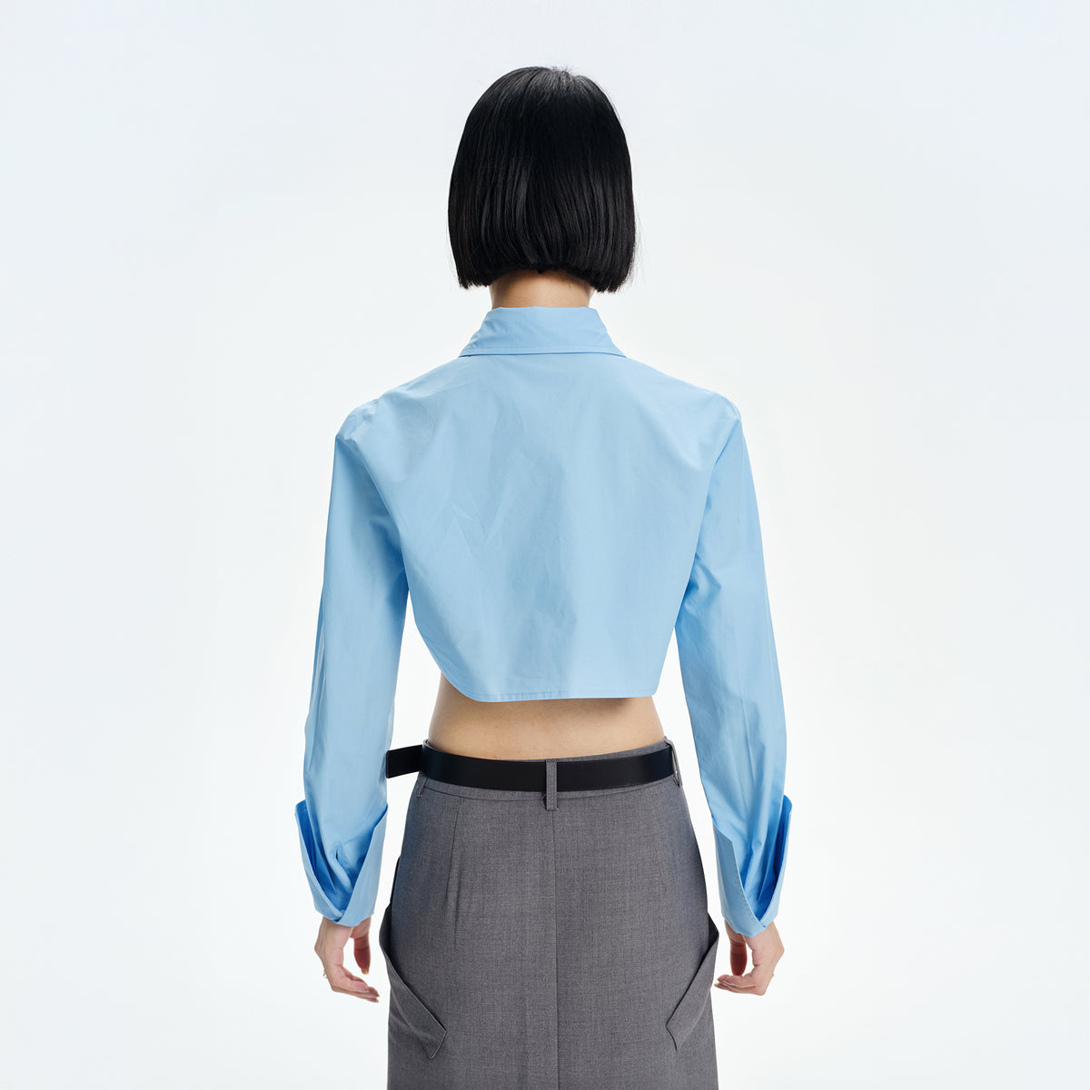 TINY IN STUDIO Asymmetrical Oversized-Sleeve Cropped Shirt